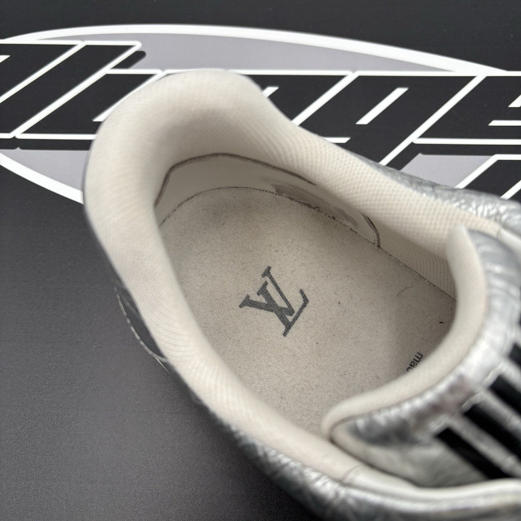 Size 10 LV (11-11.5 US) - Louis Vuitton Trainer Low ' Metallic Silver Orange '