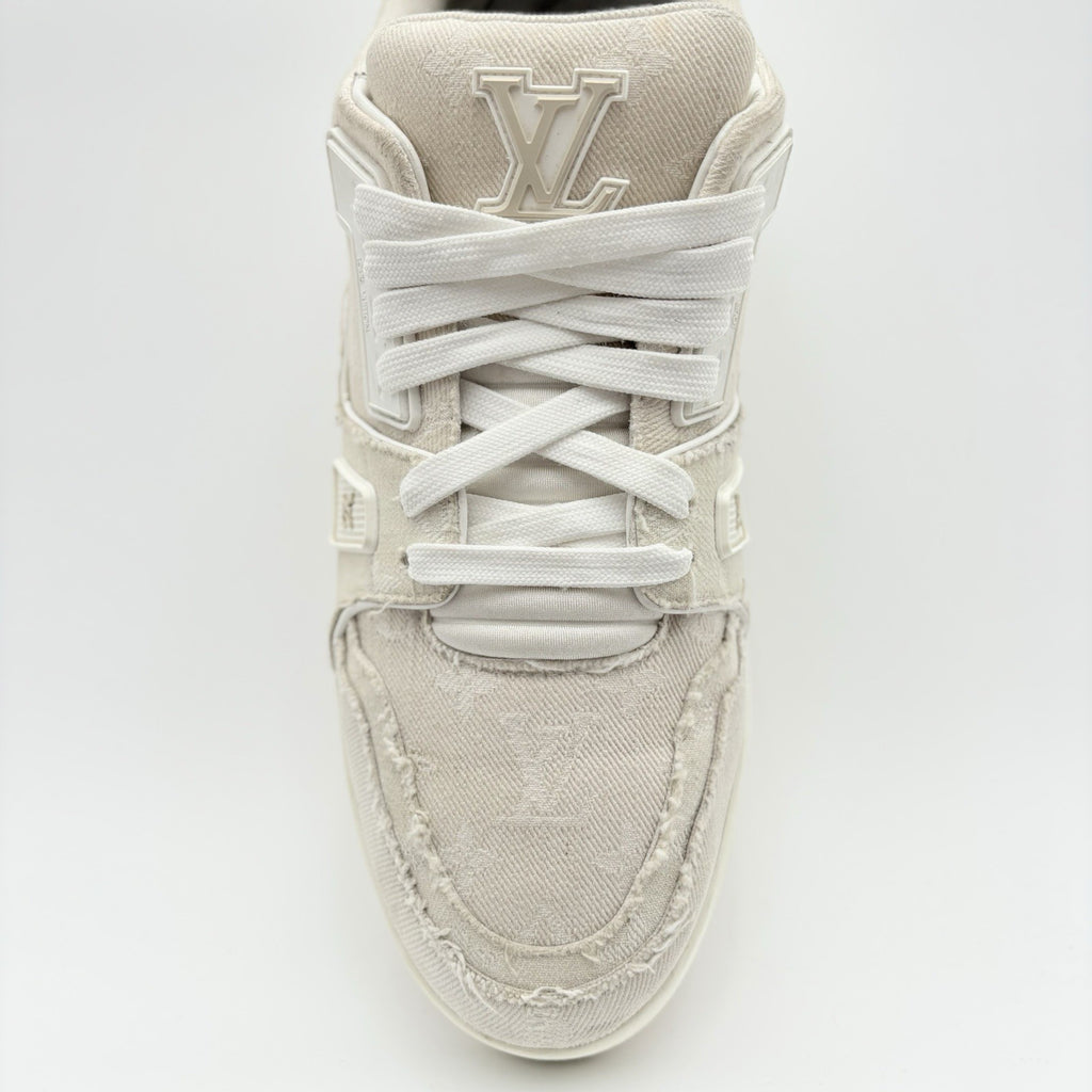 Size 9 LV (10-10.5 US) Louis Vuitton Trainer Denim ' Beige White ' | GOOD COND!