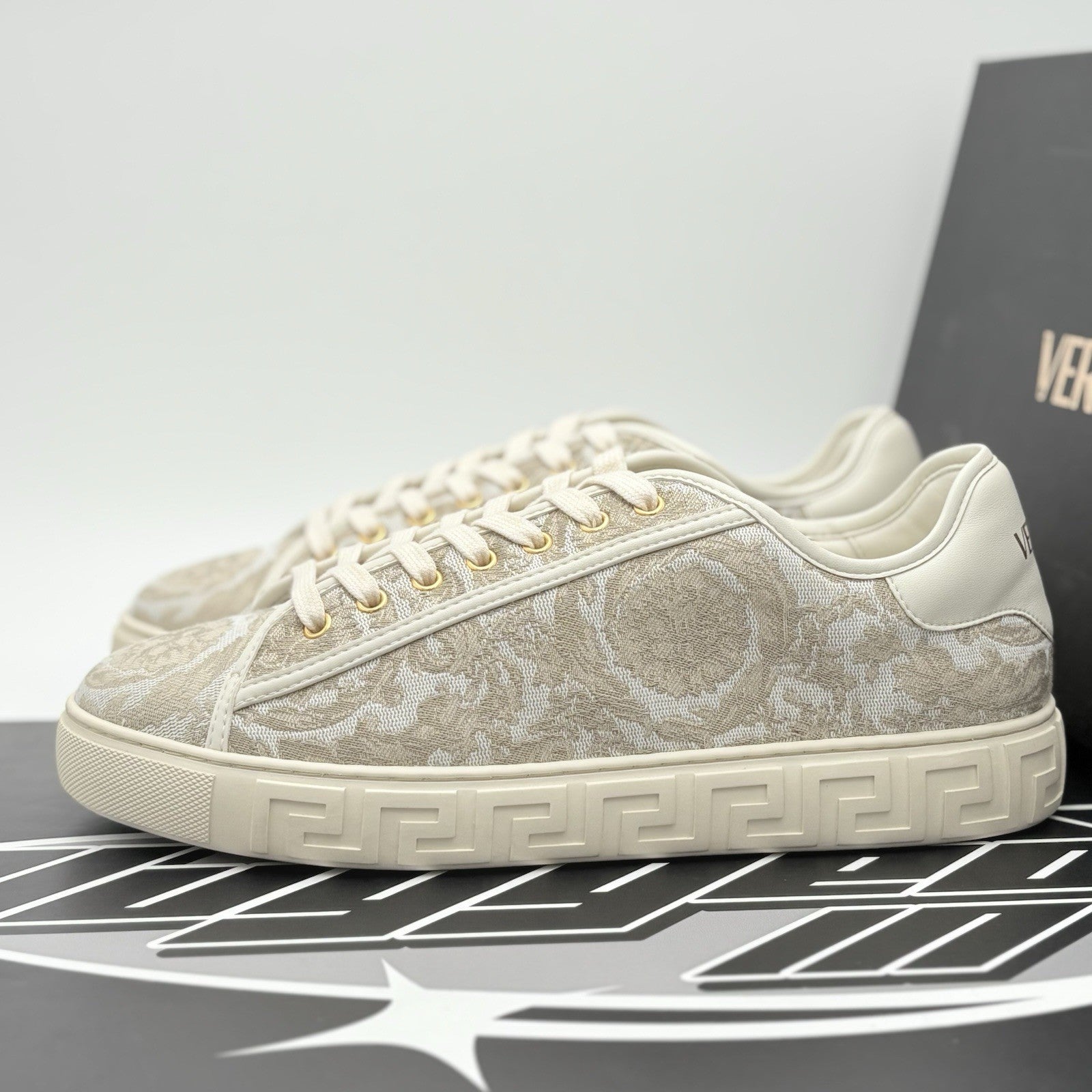 Size 44 (11 US) - Versace Barocco Greca Sneaker ' Beige Print ' | WORN ONCE!