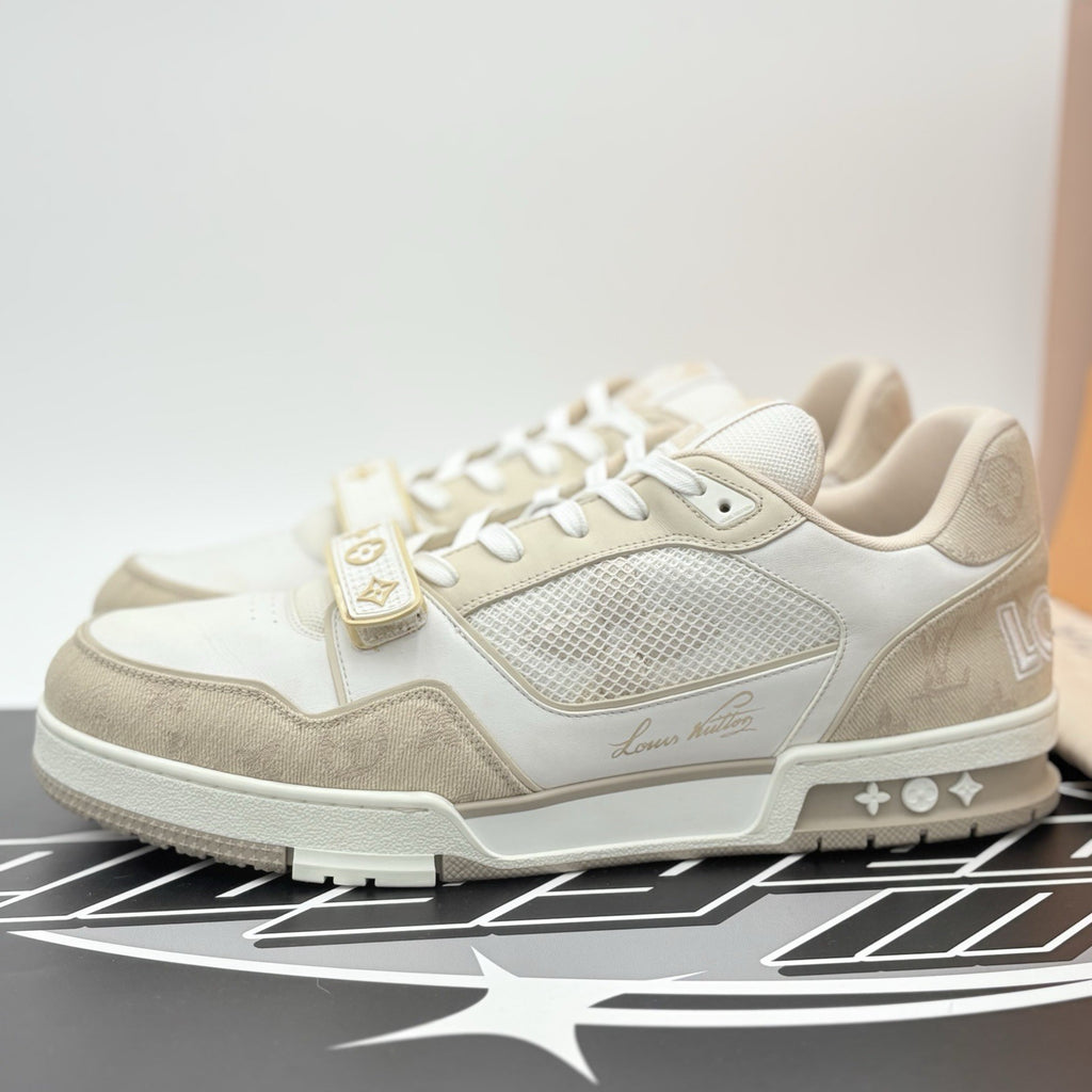 Size 11 LV (12-12.5 US) Louis Vuitton Trainer Strap ' Beige ' | SUPER CLEAN!