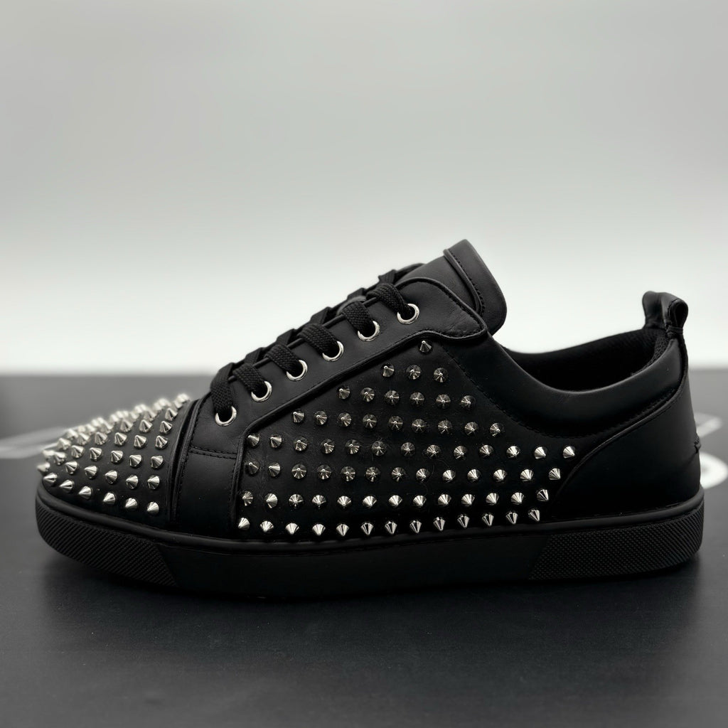Size 43 (10 US) Christian Louboutin Low Silver Spikes ' Black ' | SUPER CLEAN!