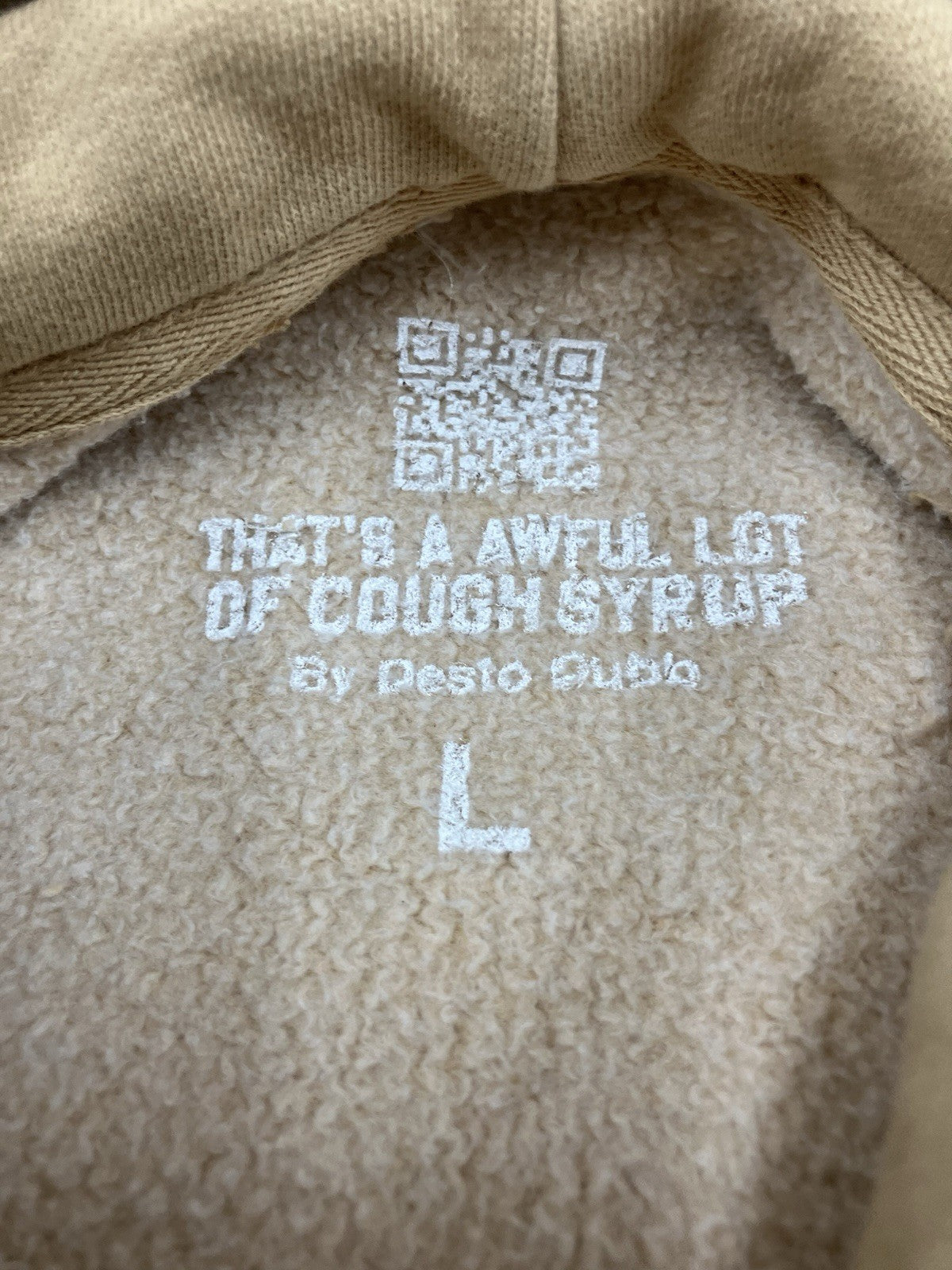 Size Large - Thats A Afwful Lot Of Cough Syrup Hoodie ' Tan '