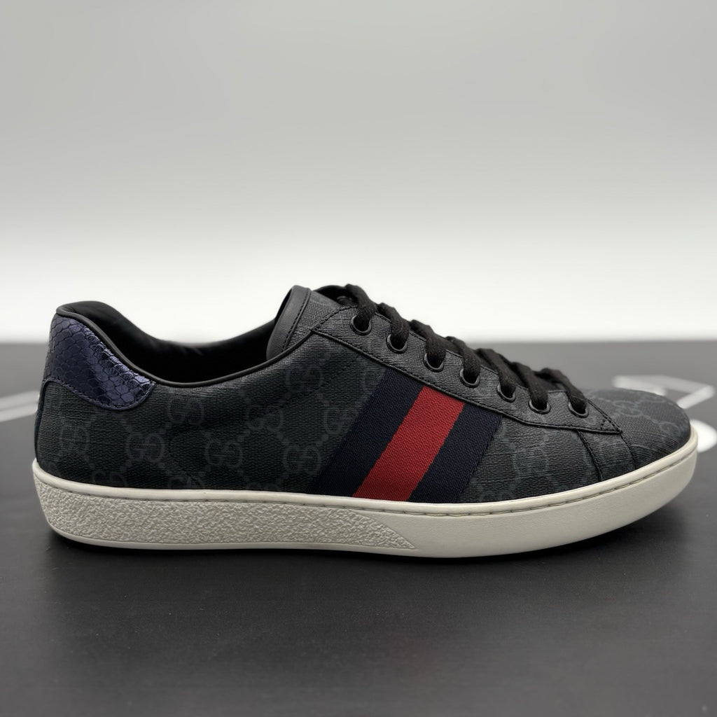 Size 8.5 G (9 US) Gucci Ace GG Supreme ' Black Grey ' | GREAT CONDITION!