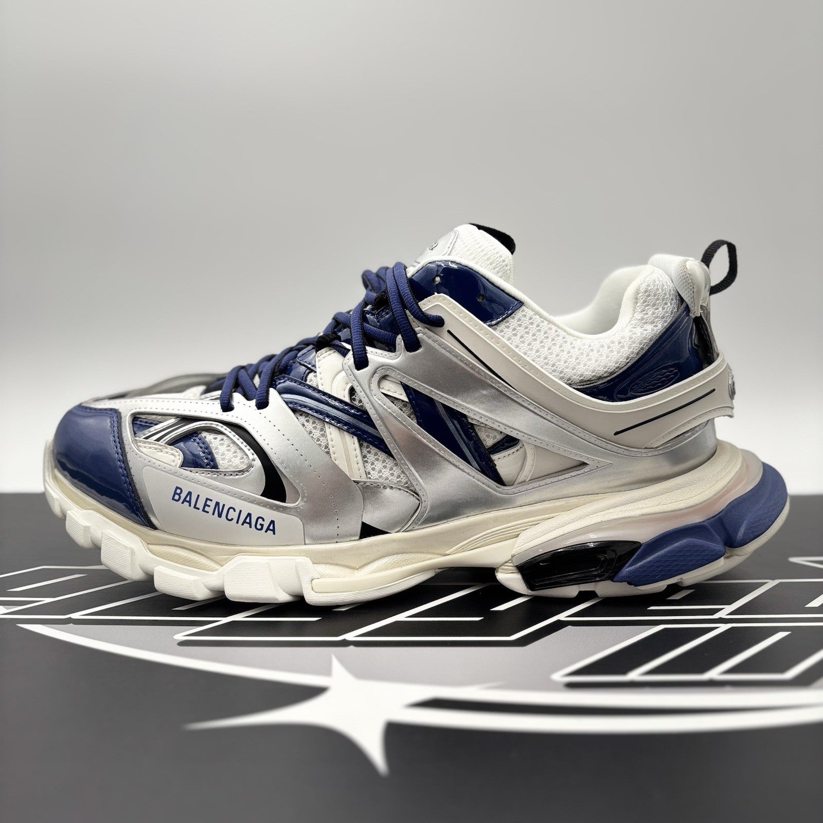 Size 46 (13 US) - Balenciaga Track LED Sneaker ' Silver Navy ' | BRAND NEW!