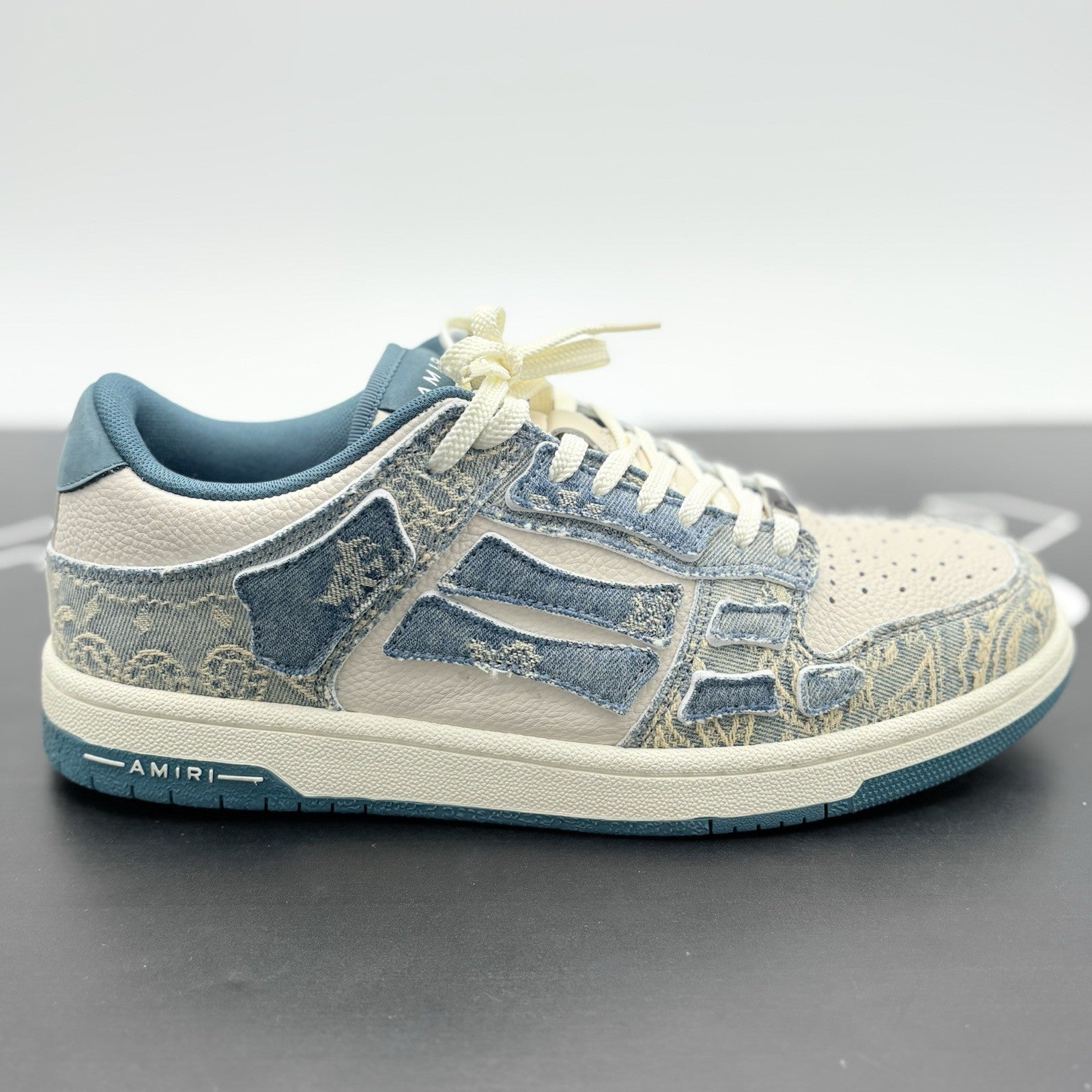 Size 42 (9 US) Amiri Skel Low Top ' Bandana Jacquard - Denim ' ONLY WORN ONCE!