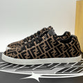 Size 11 UK (12 US) Fendi FF Motif Lace Up Low Top ' Almond Black ' | SUPER CLEAN