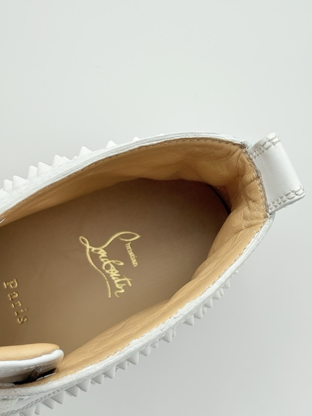 Size 40.5 (7.5 US) Christian Louboutin Spikes High ' White ' | SUPER CLEAN!