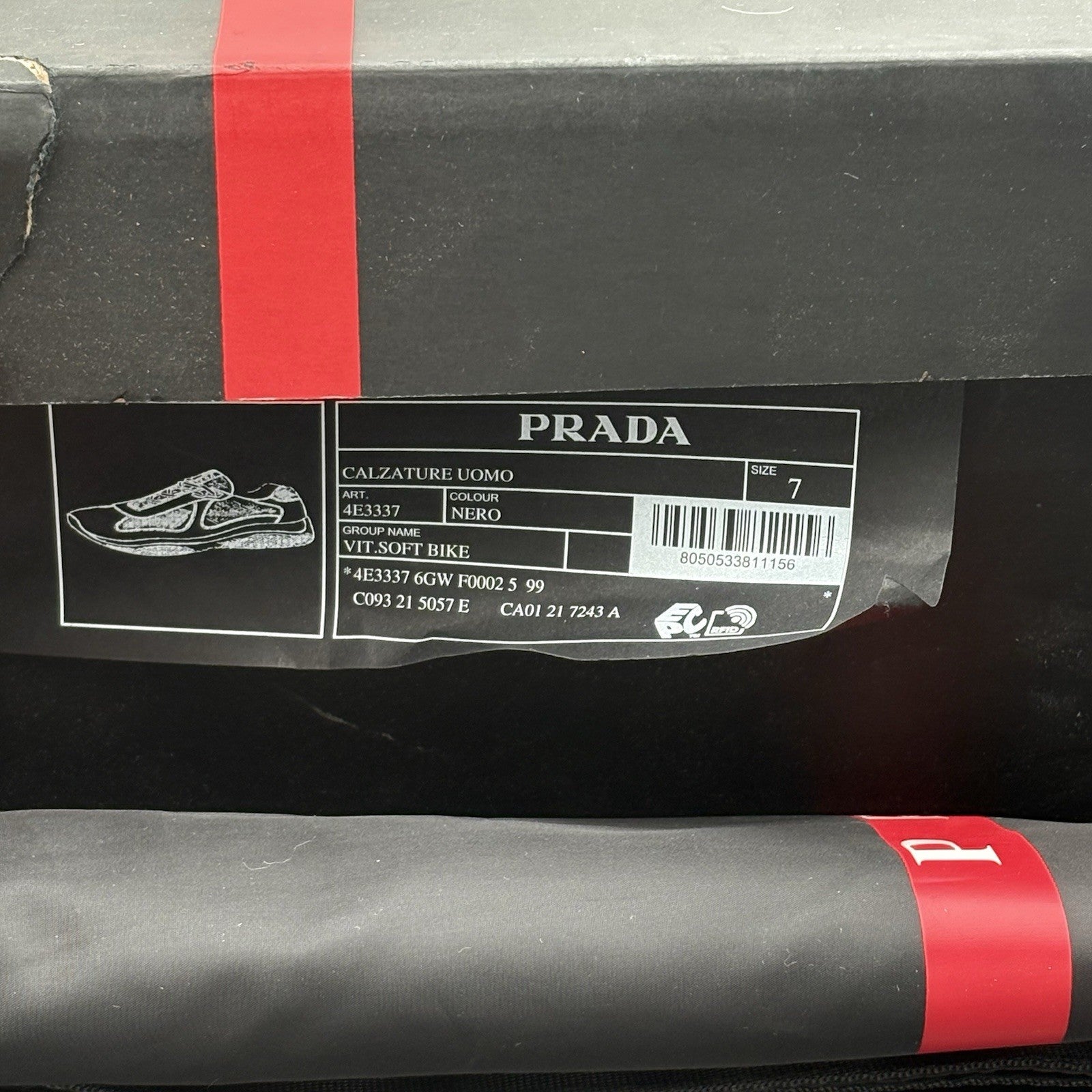 Size 7 UK (8 US) - Prada Americas Cup ' Black Leather ' | ONLY WORN 1x