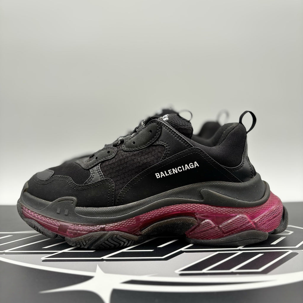 Size 44 - Balenciaga Triple S Clear Sole ' Black Neon Pink ' | GOOD CONDITION!