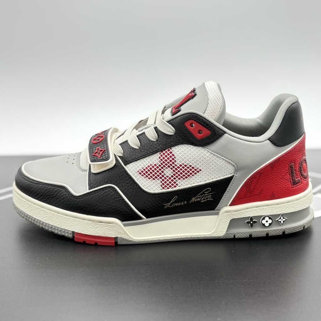 Size 9.5 LV (10.5-11 US) Louis Vuitton Trainer Strap ' Red Grey Black ' | CLEAN!