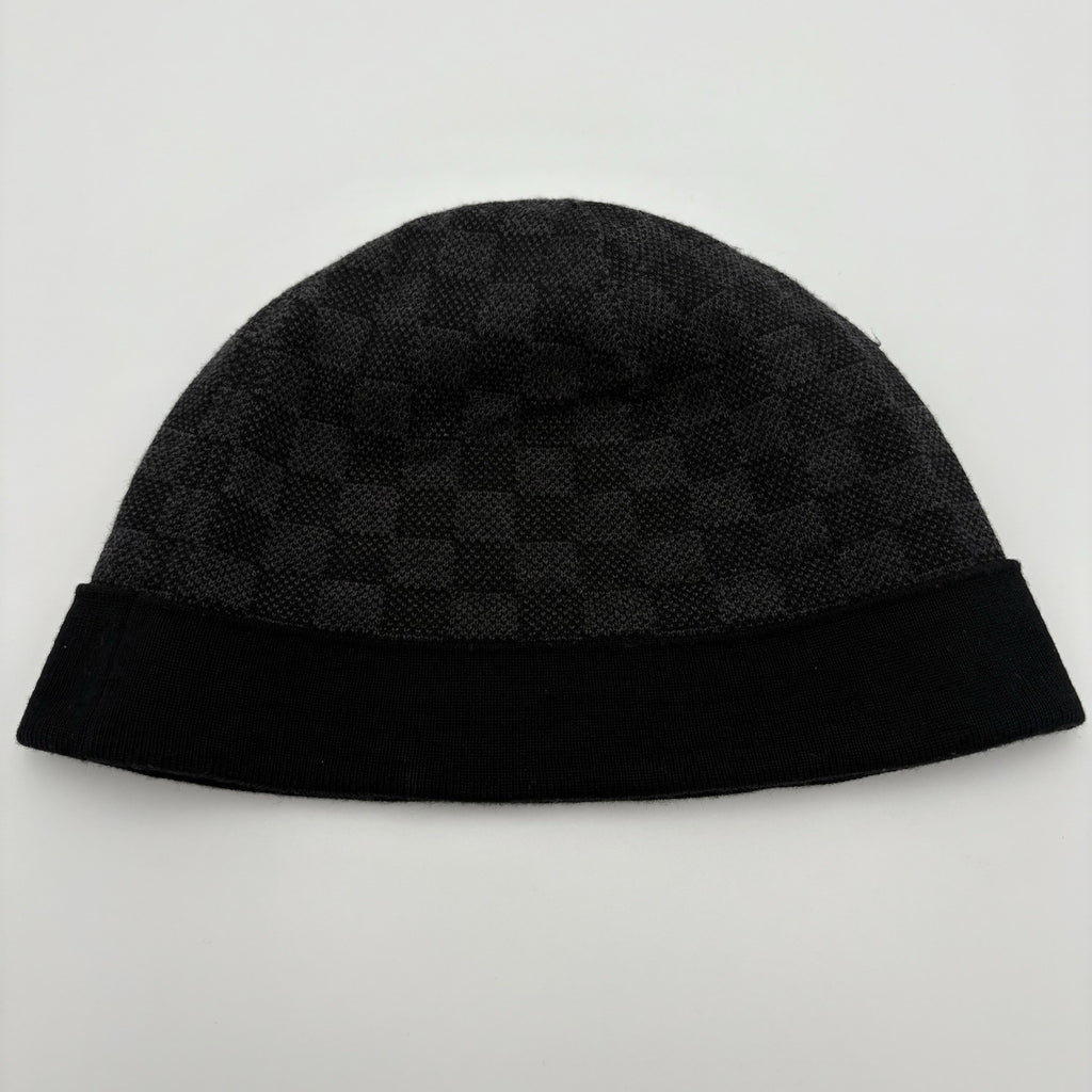 Louis Vuitton Wool Petit Damier Graphite Beanie ' Black Grey '