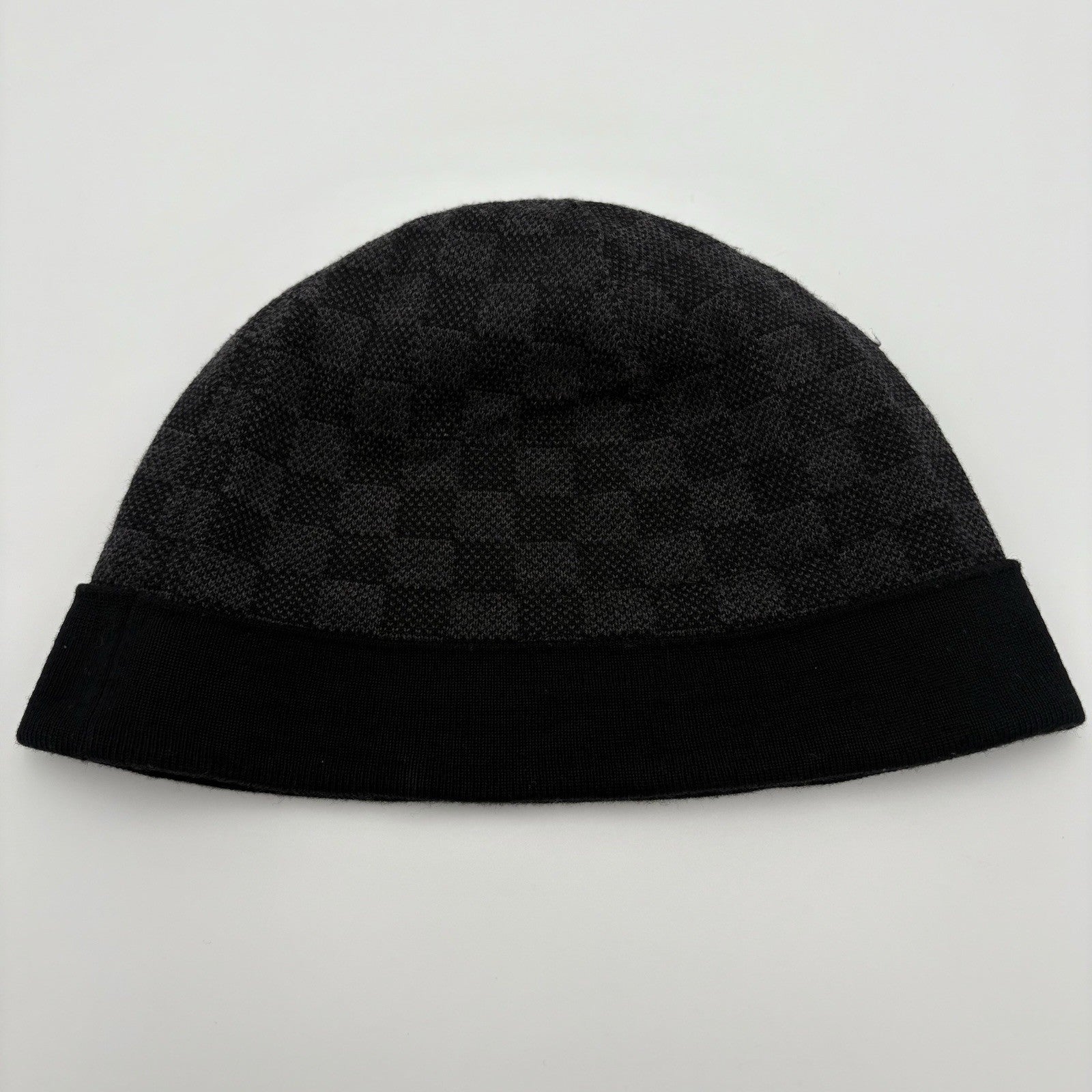 Louis Vuitton Wool Petit Damier Graphite Beanie ' Black Grey '