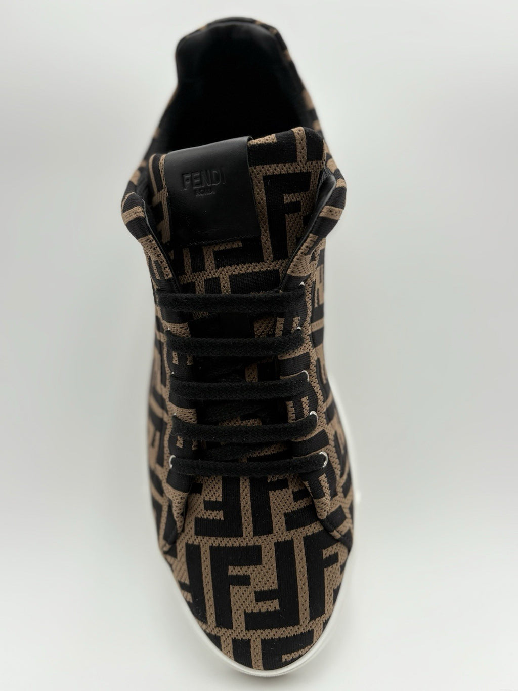 Size 11 UK (12 US) Fendi FF Motif Lace Up Low Top ' Almond Black ' | SUPER CLEAN