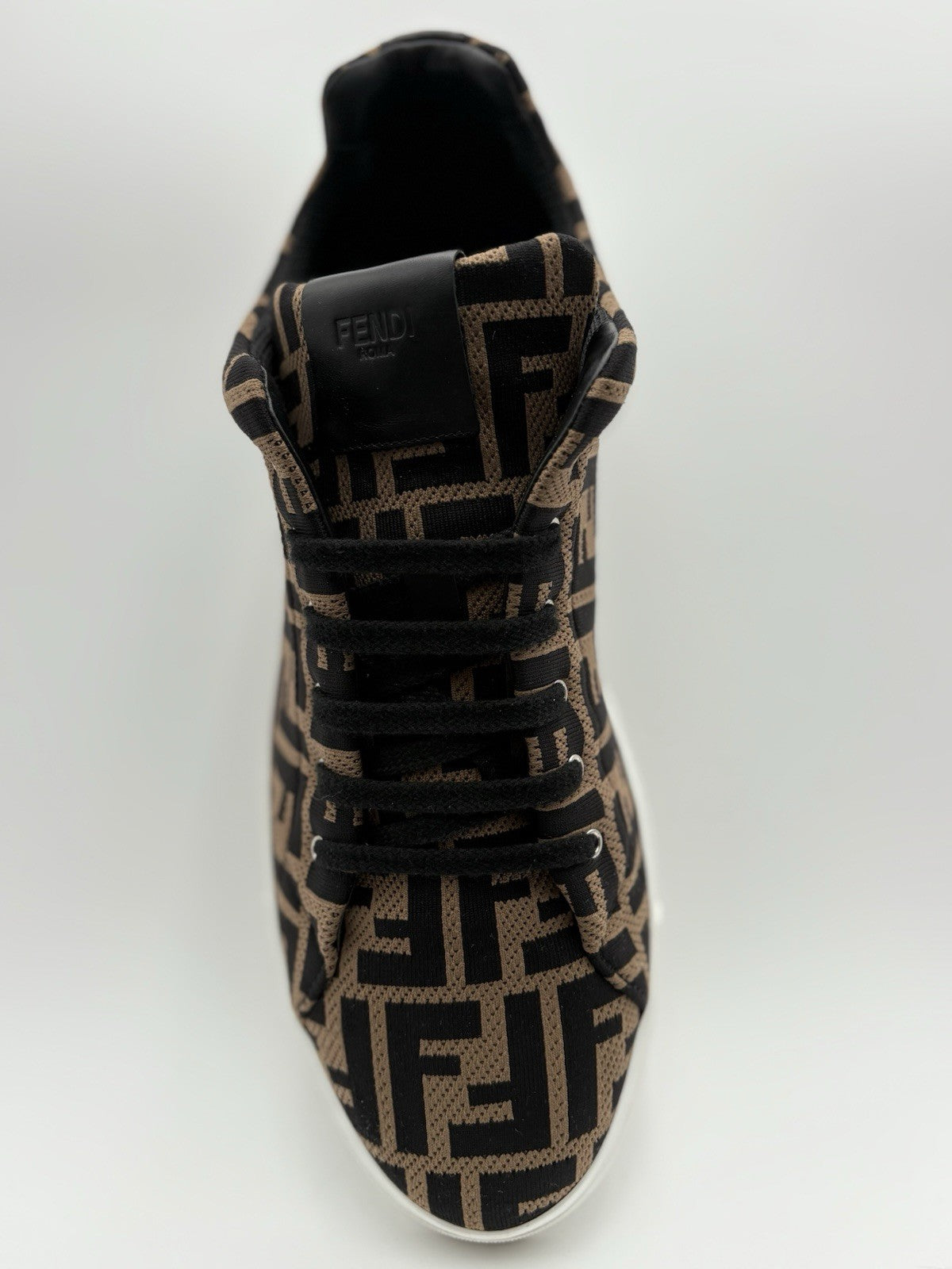Size 11 UK (12 US) Fendi FF Motif Lace Up Low Top ' Almond Black ' | SUPER CLEAN