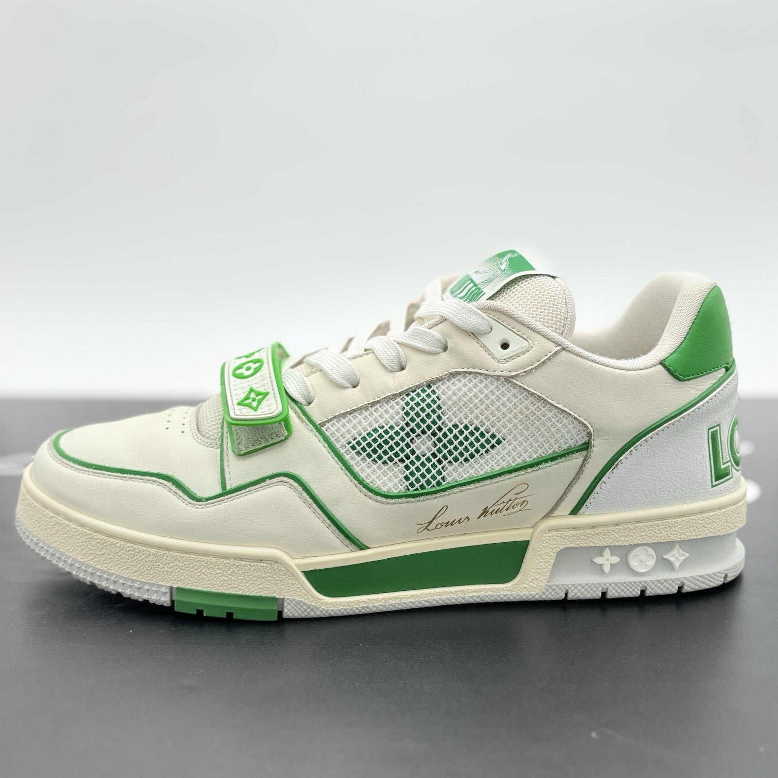 Size 10 LV (11-11.5 US) Louis Vuitton Strap Trainer ' Green ' | SUPER CLEAN!