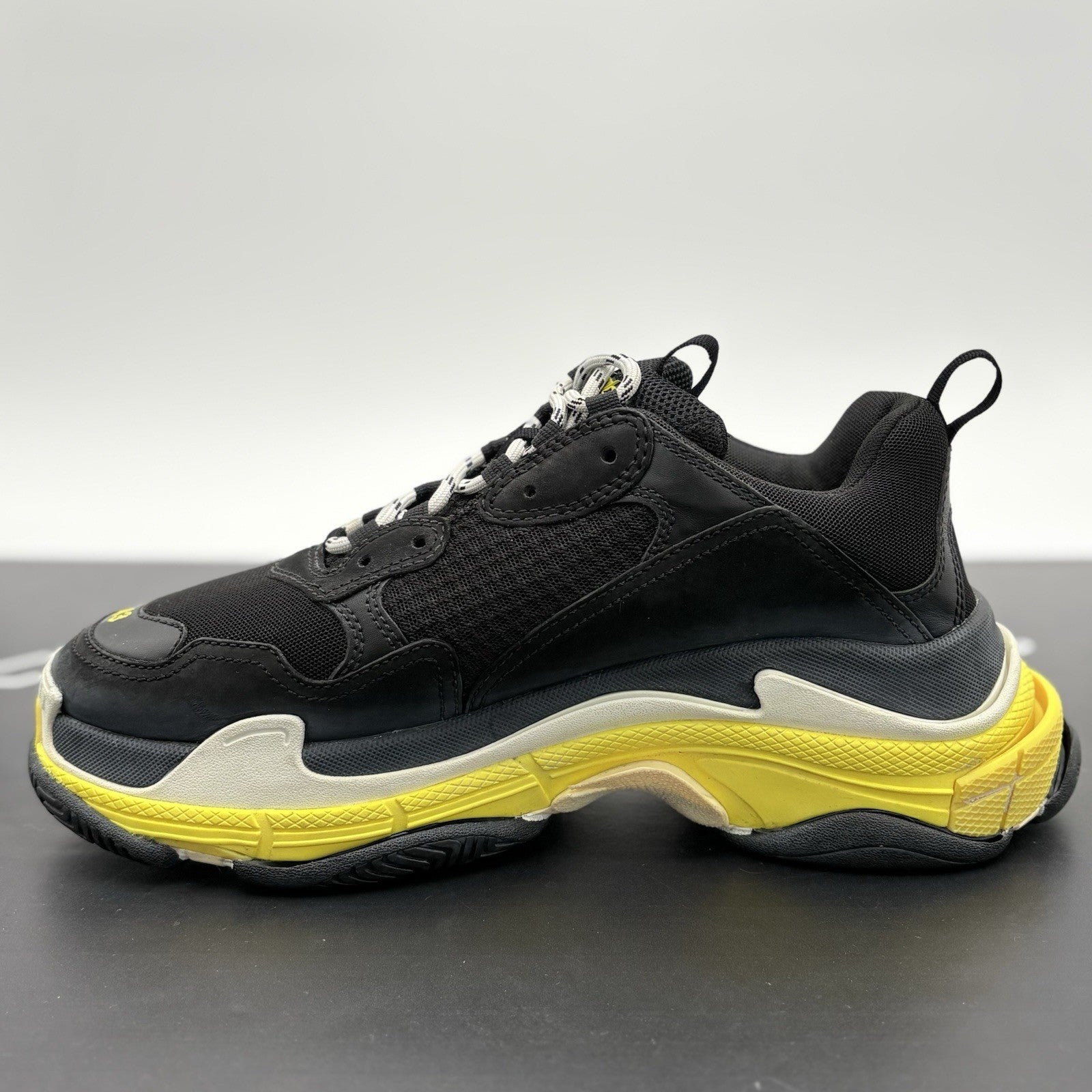 Size 43 (10 US) Balenciaga Triple S ' Black Yellow ' | SUPER CLEAN!