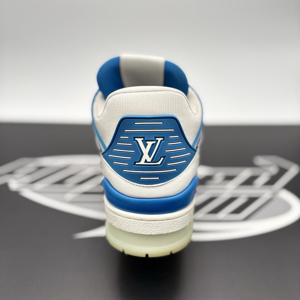 Size 8.5 LV (9.5-10 US) - Louis Vuitton Trainer Mid ‘ White, Blue ’ | GREAT!