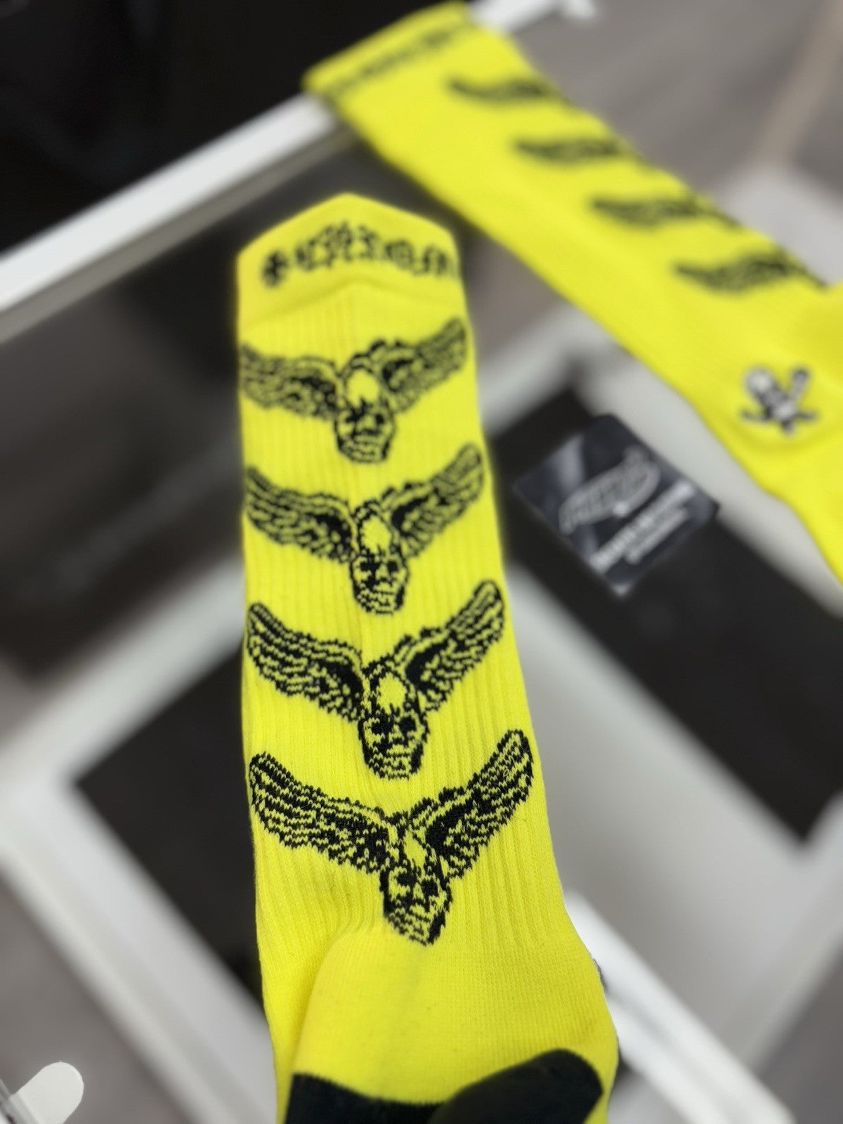 Size Large (9-13 US) - Chrome Hearts Foti Socks ' Neon Yellow ' | NEW!
