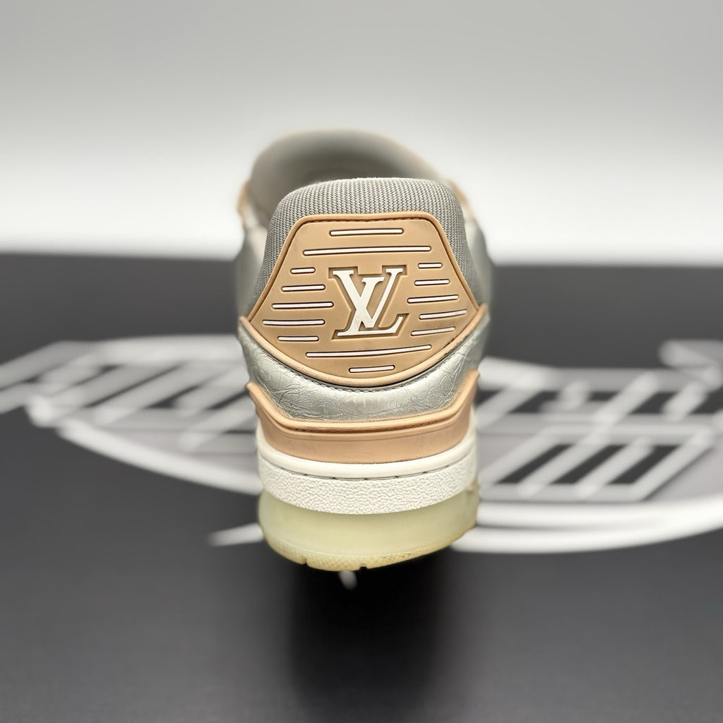 Size 6 LV (7-7.5 US ) Louis Vuitton Trainer ' Metallic, Beige '