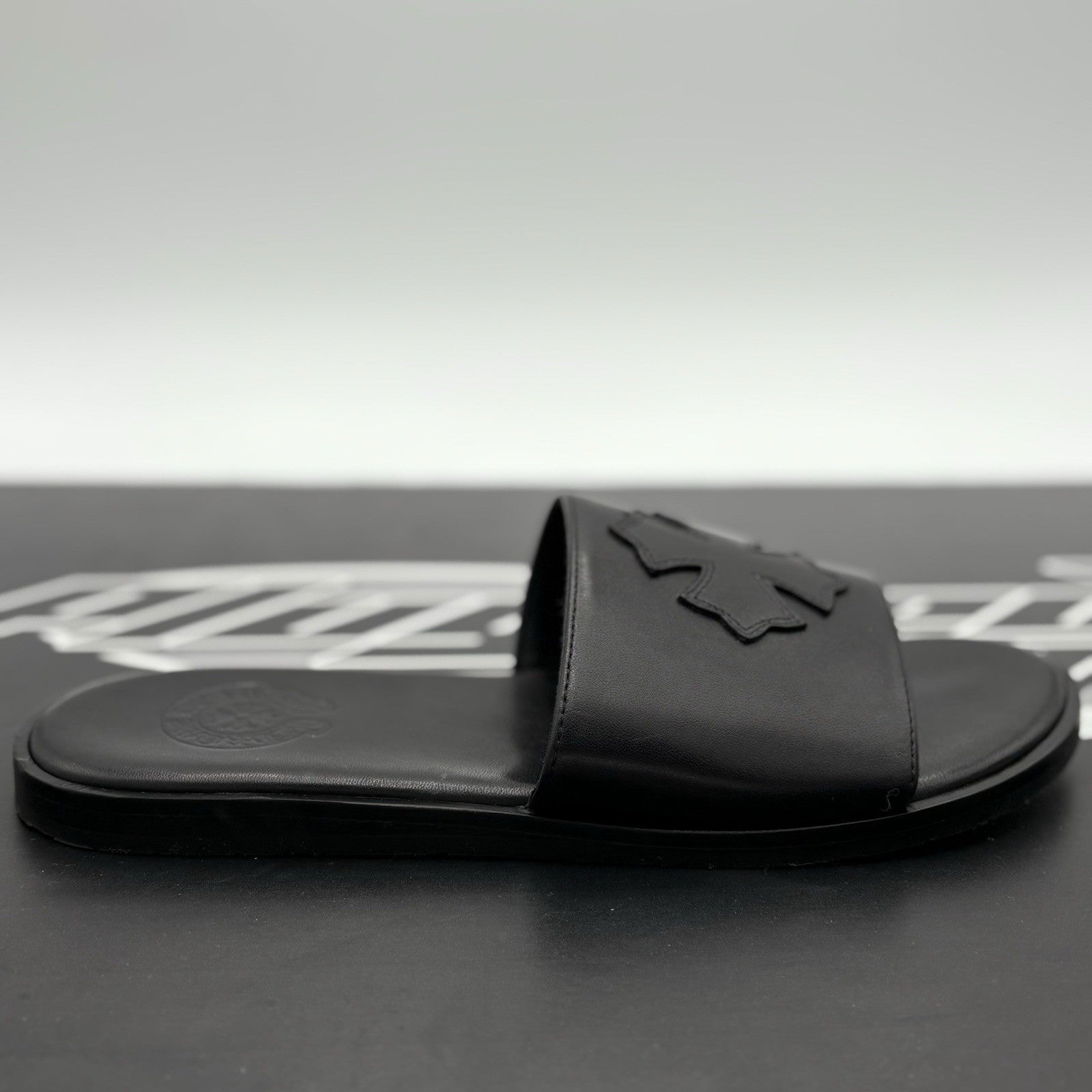 Size 41 (8 US) - Chrome Hearts Leather Slides ' Black ' | SUPER CLEAN!