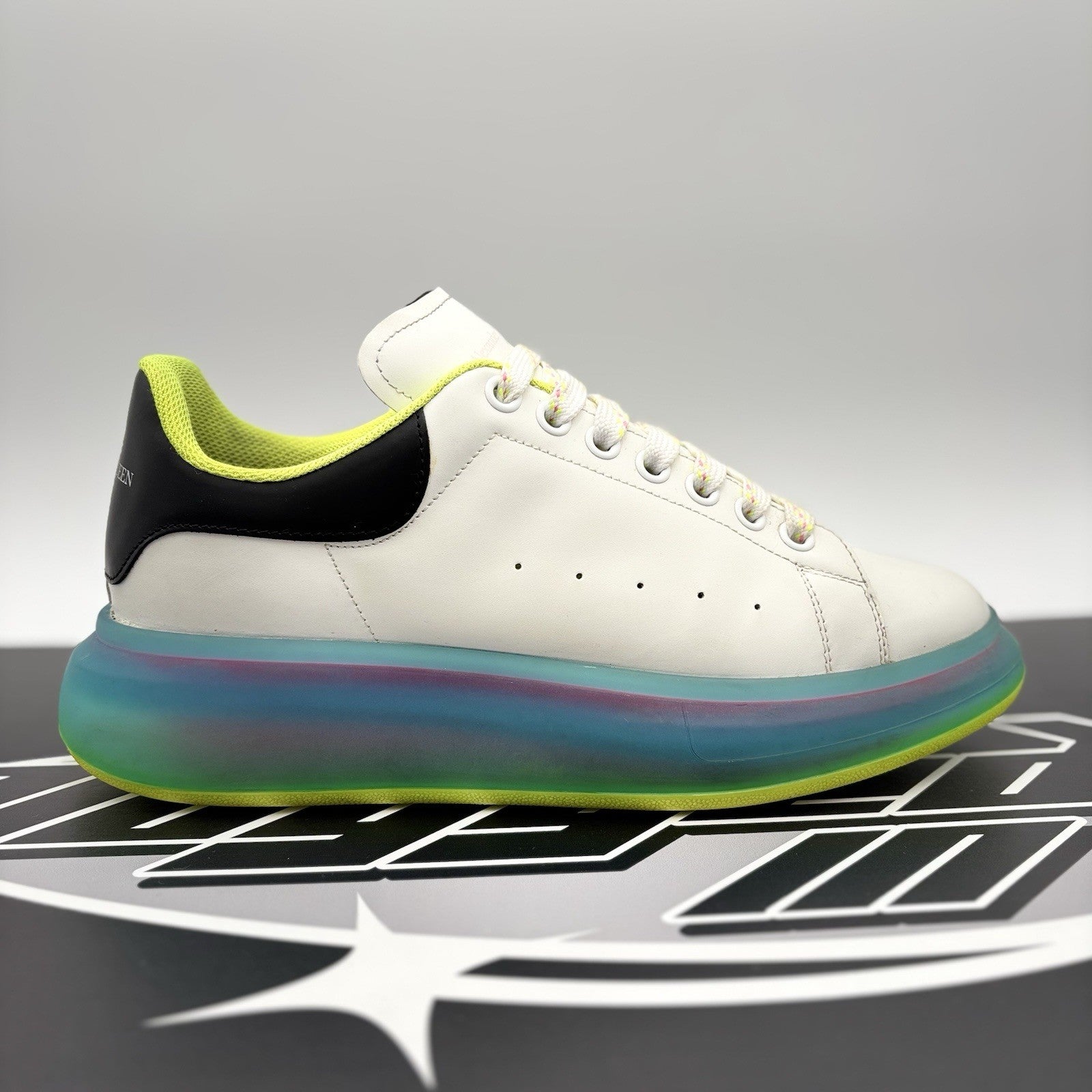 Size 42 (9 US) Alexander McQueen ' Transparent Sole/White Iridescent '