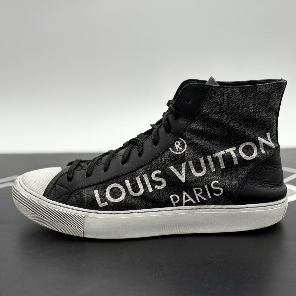 Size 7 LV (8-8.5 US) Louis Vuitton Tattoo Line High Top Damier Graphite - Black