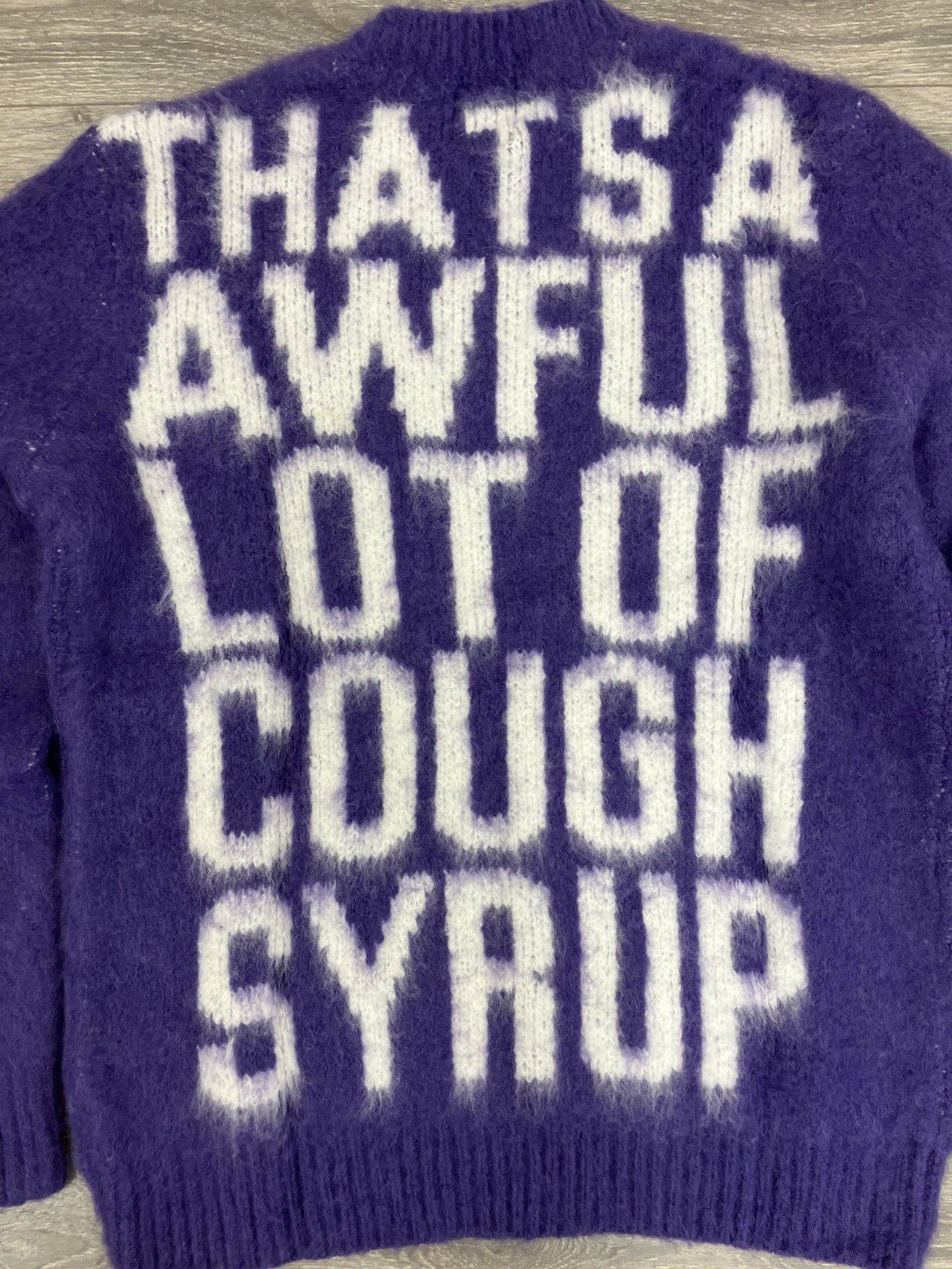 Size L - Thats A Awful Lot Of Cough Syrup Mohair Sweater ' Purple ' | NEW!