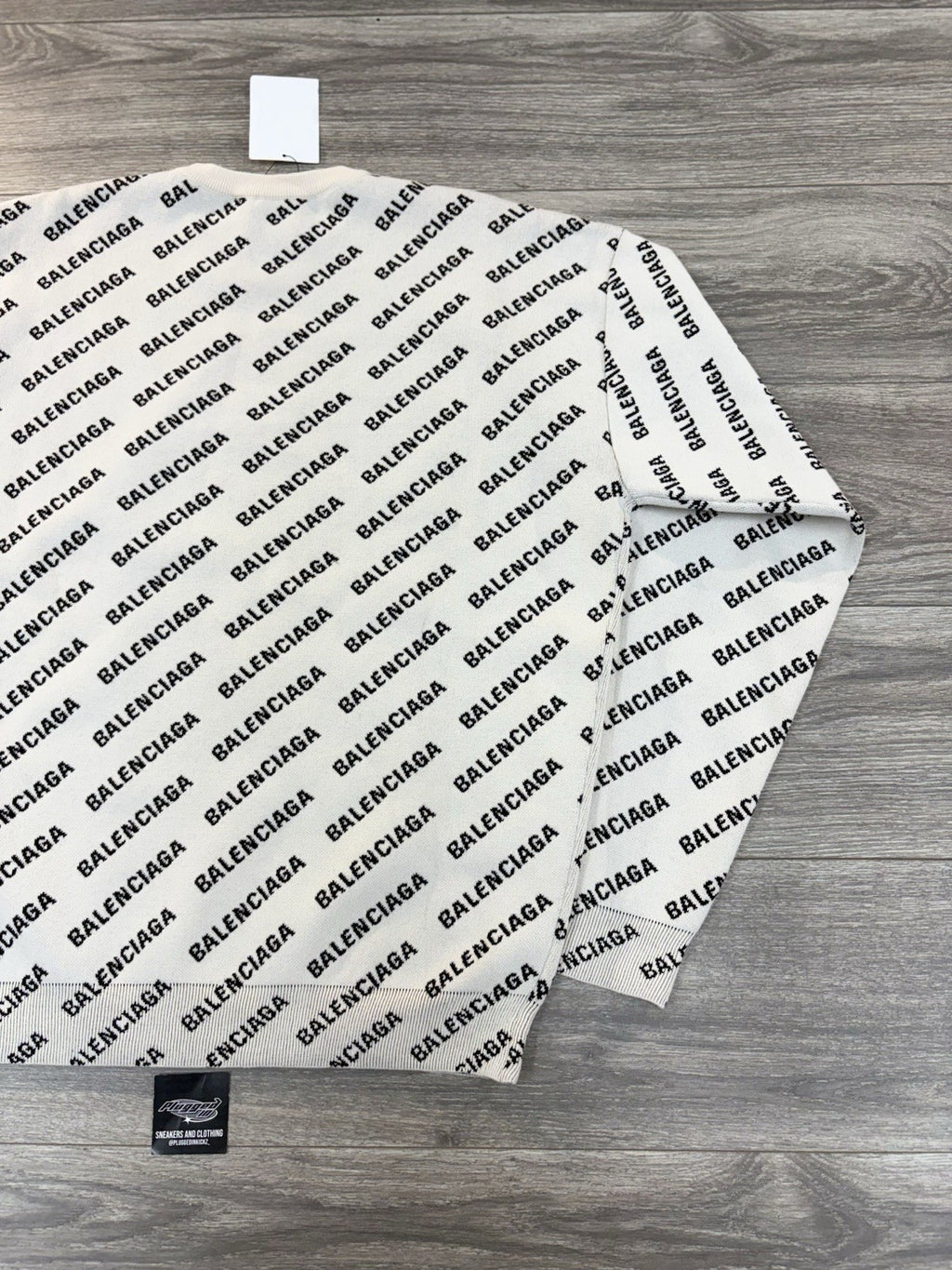Size Small - Balenciaga All Over Logo Knit Crewneck ' White Black ' | BRAND NEW!