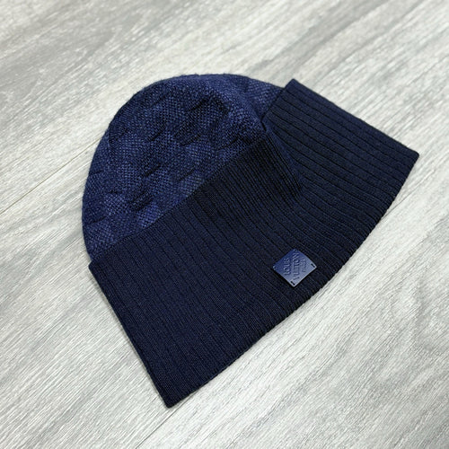 Louis Vuitton Wool Petit Damier Beanie ' Navy ' | GOOD CONDITION!