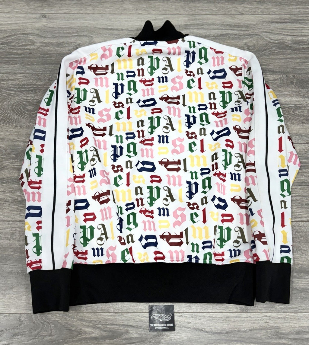 Size Medium - Palm Angels Logo Track Jacket ' White Multi Color ' | EXCELLENT!
