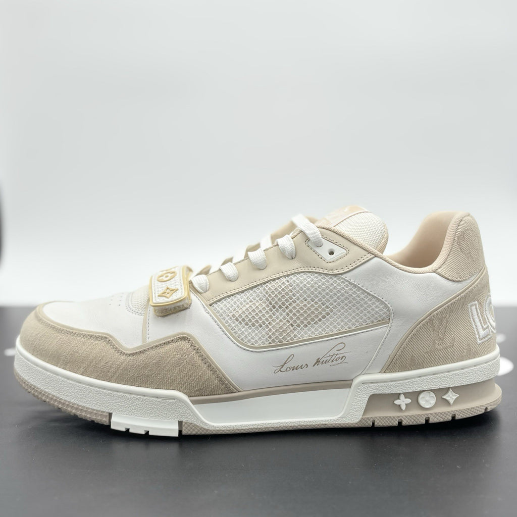 Size 12 LV (13-13.5 US) Louis Vuitton Trainer Strap ' Beige ' | GREAT CONDITION!