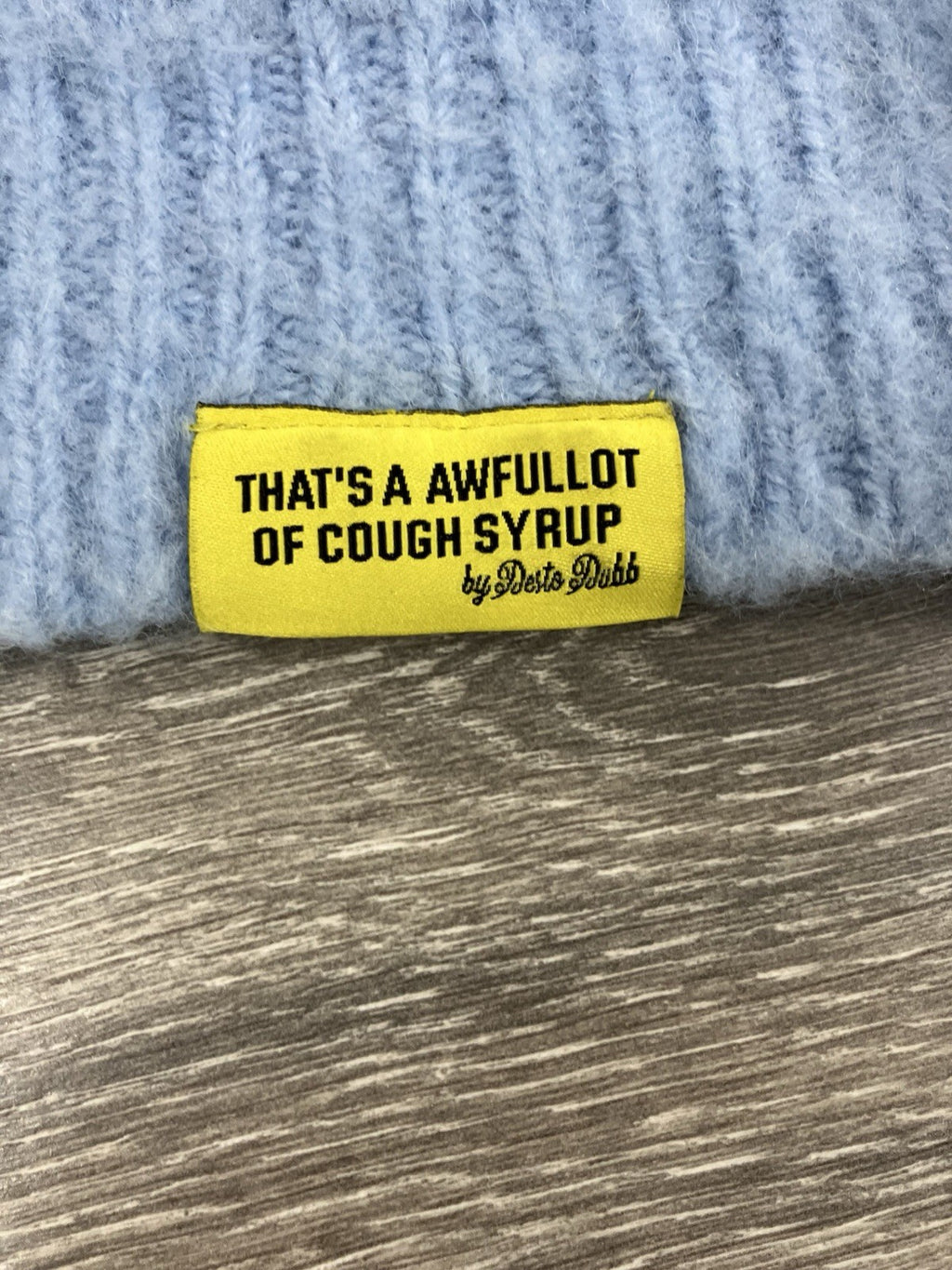 Size L - Thats A Awful Lot Of Cough Syrup Mohair Sweater ' Blue ' BRAND NEW!