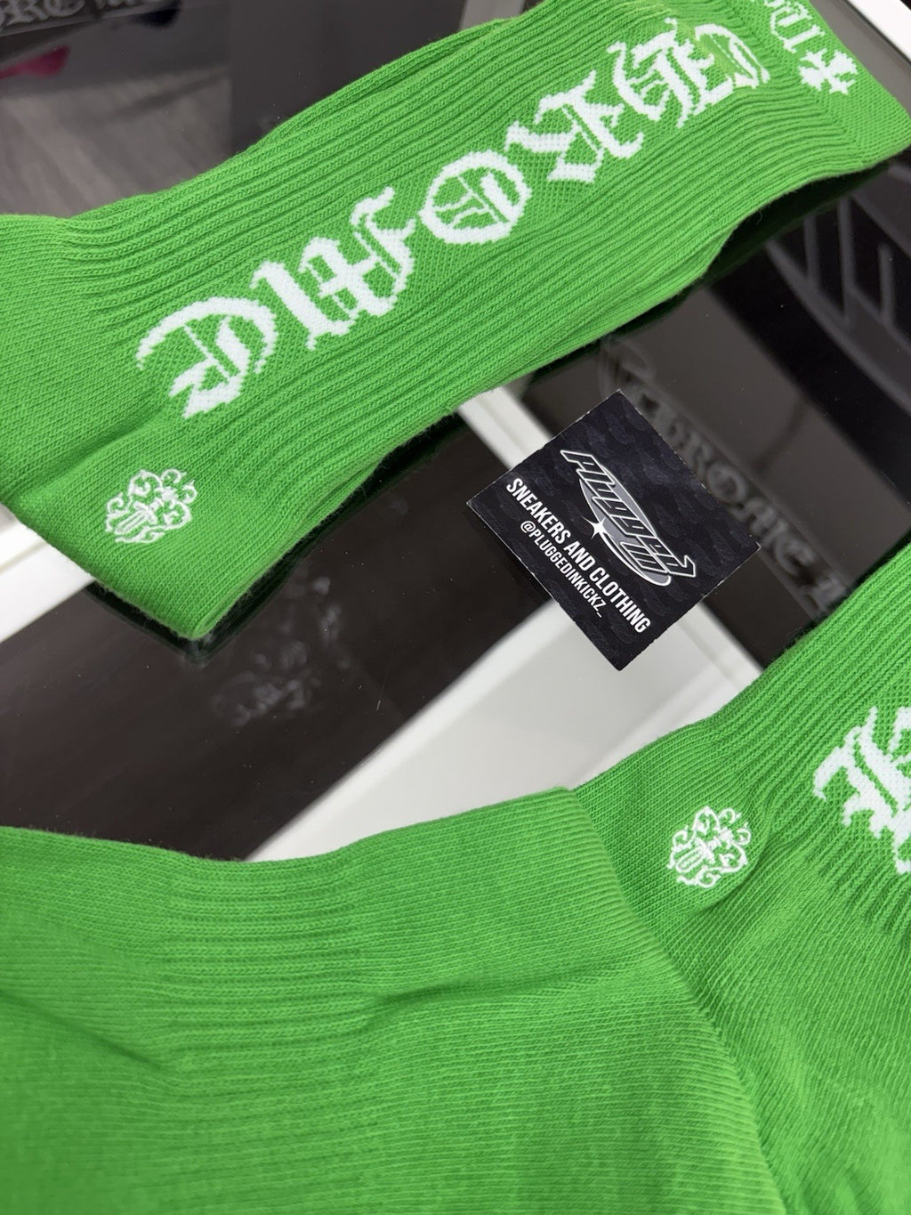 Size Large (9-13 US) - Chrome Hearts Socks ' Green ' | NEW!