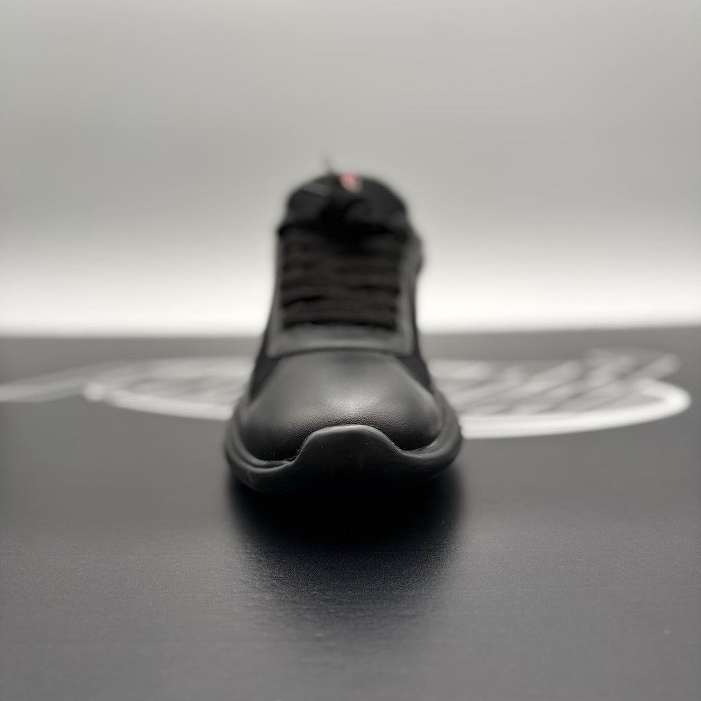 Size 8 UK (9 US) - Prada Americas Cup ' Black Leather ' | GOOD CONDITION!