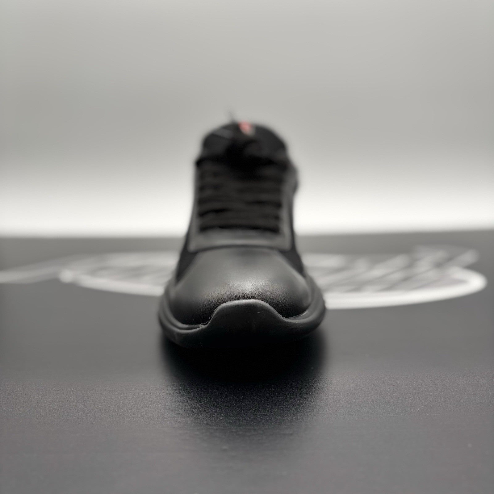 Size 8 UK (9 US) - Prada Americas Cup ' Black Leather ' | GOOD CONDITION!