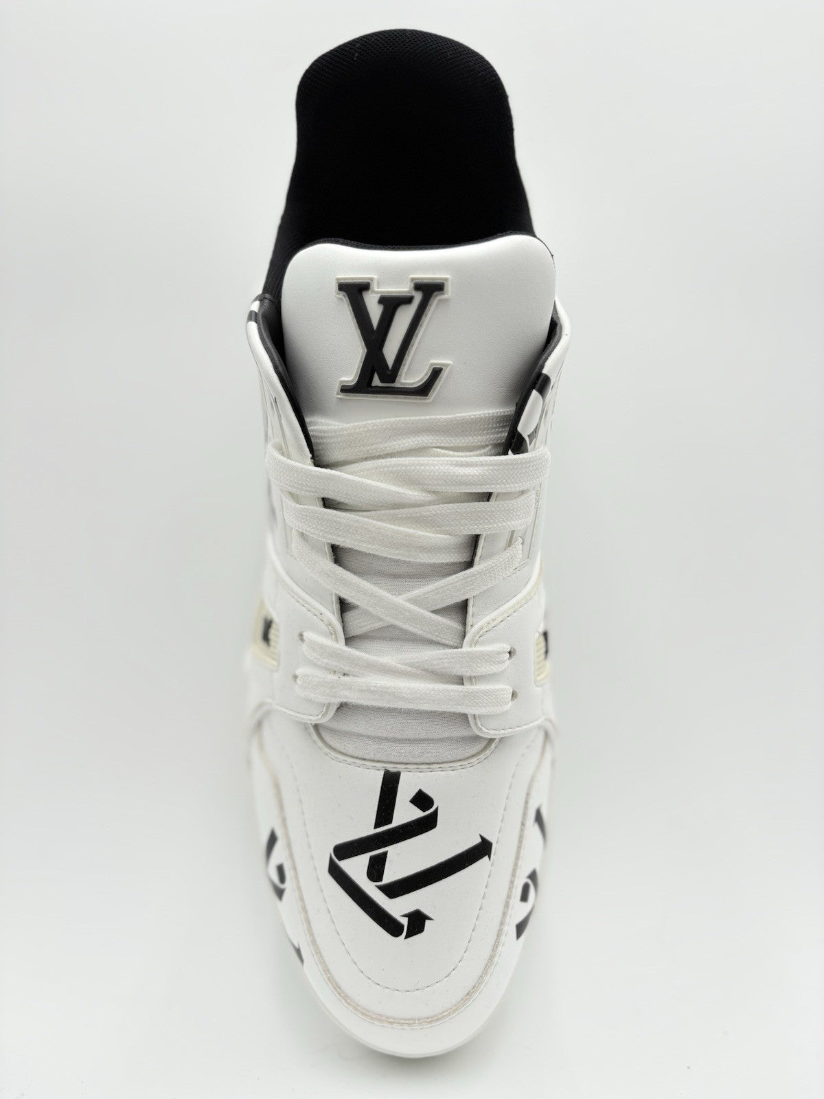 Size 10 LV (11-11.5 US) Louis Vuitton Trainer ' White Black Recycled ' | CLEAN!