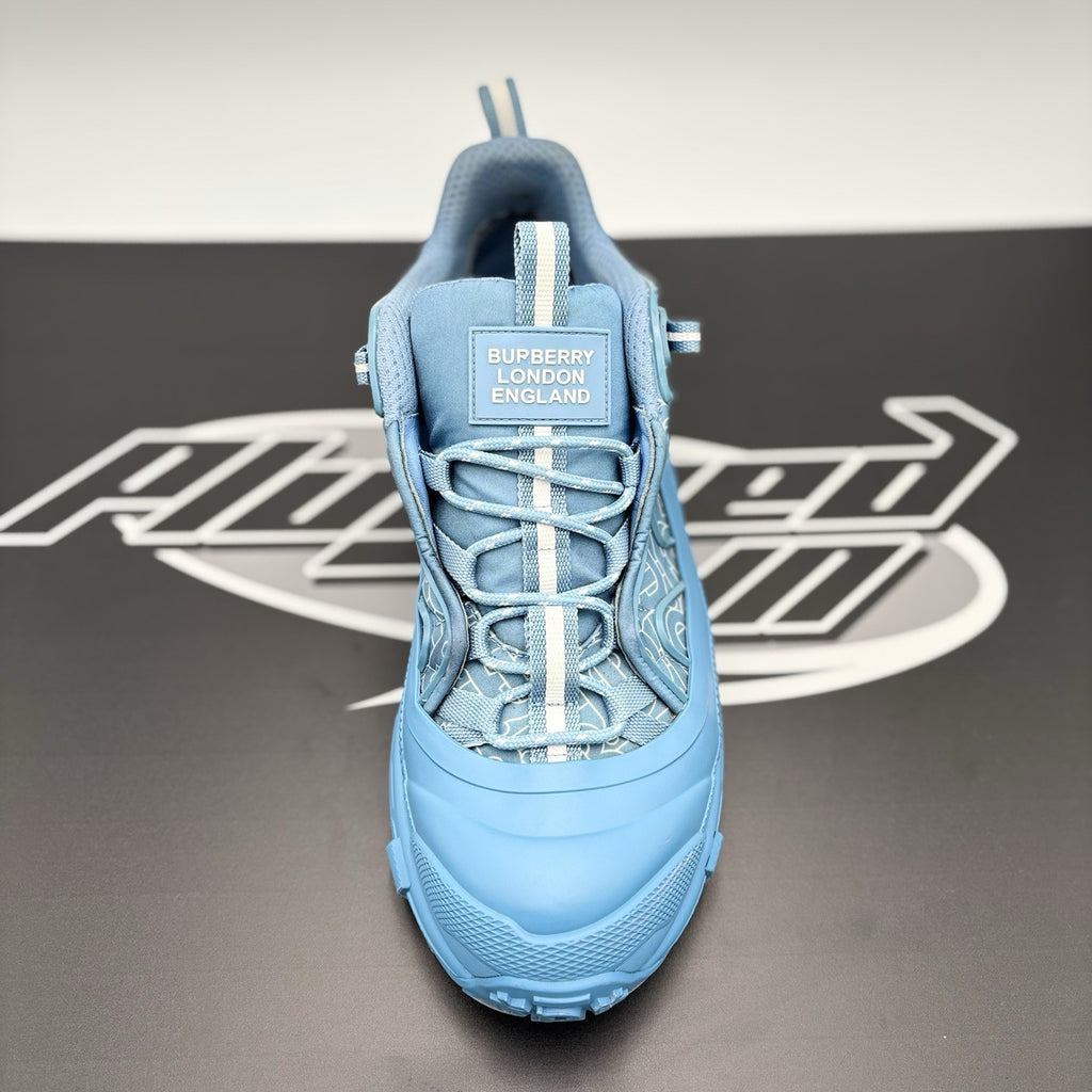 Size 45 EU (12 US) - Burberry Arthur ‘ Blue ‘ Low-Top Sneakers Monogram | GREAT!
