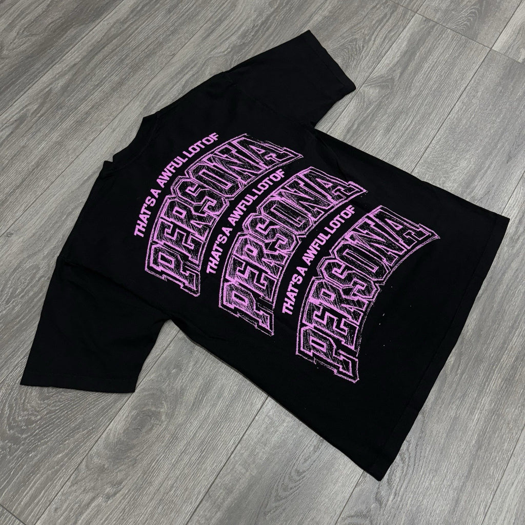 Size L - Thats A Awful Lot Of Cough Syrup X Persona T-Shirt ' Black Pink ' | NEW