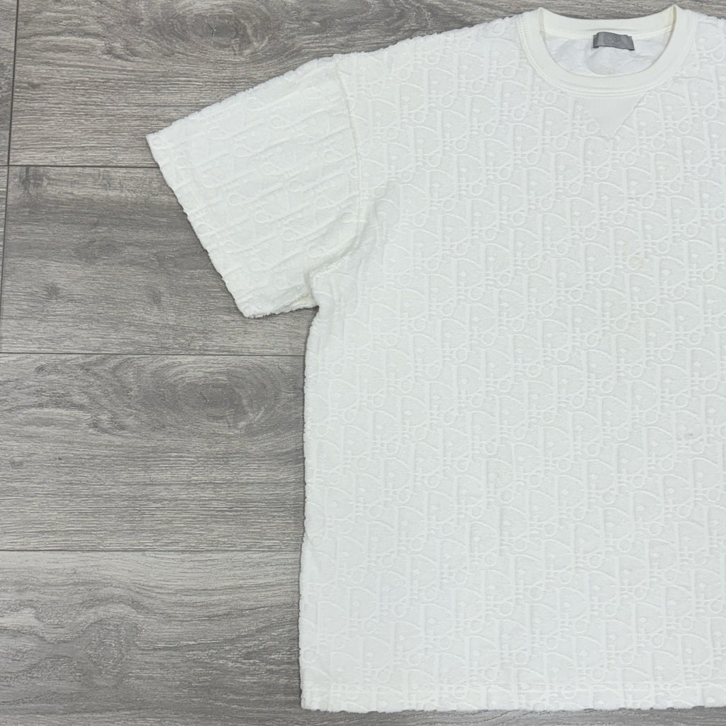 Size XL - Dior Oblique Relaxed Fit Terry Cotton Jacquard T-Shirt ' Off White '