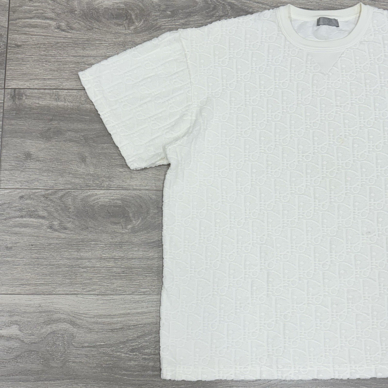 Size XL - Dior Oblique Relaxed Fit Terry Cotton Jacquard T-Shirt ' Off White '