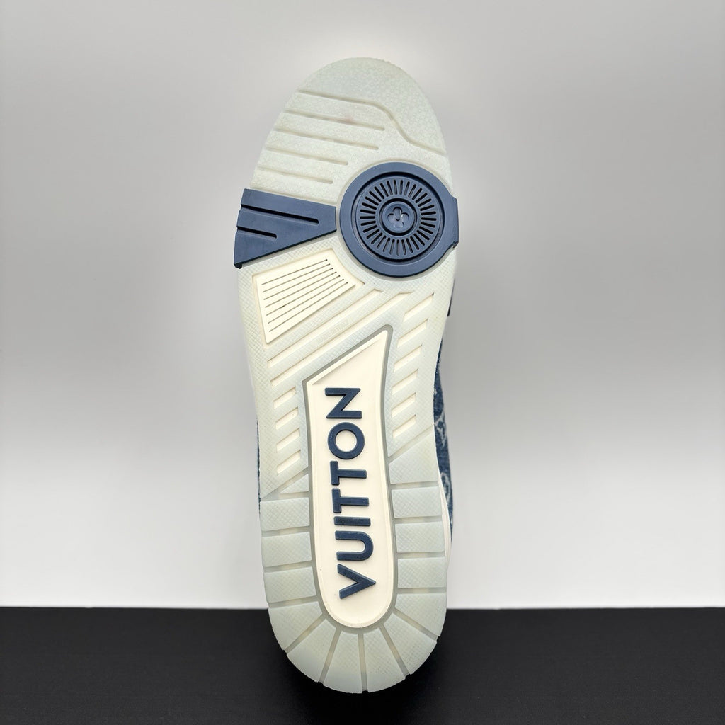 Size 11 LV (12-12.5 US) - Louis Vuitton Trainer Denim ' Navy ' | EXCELLENT!