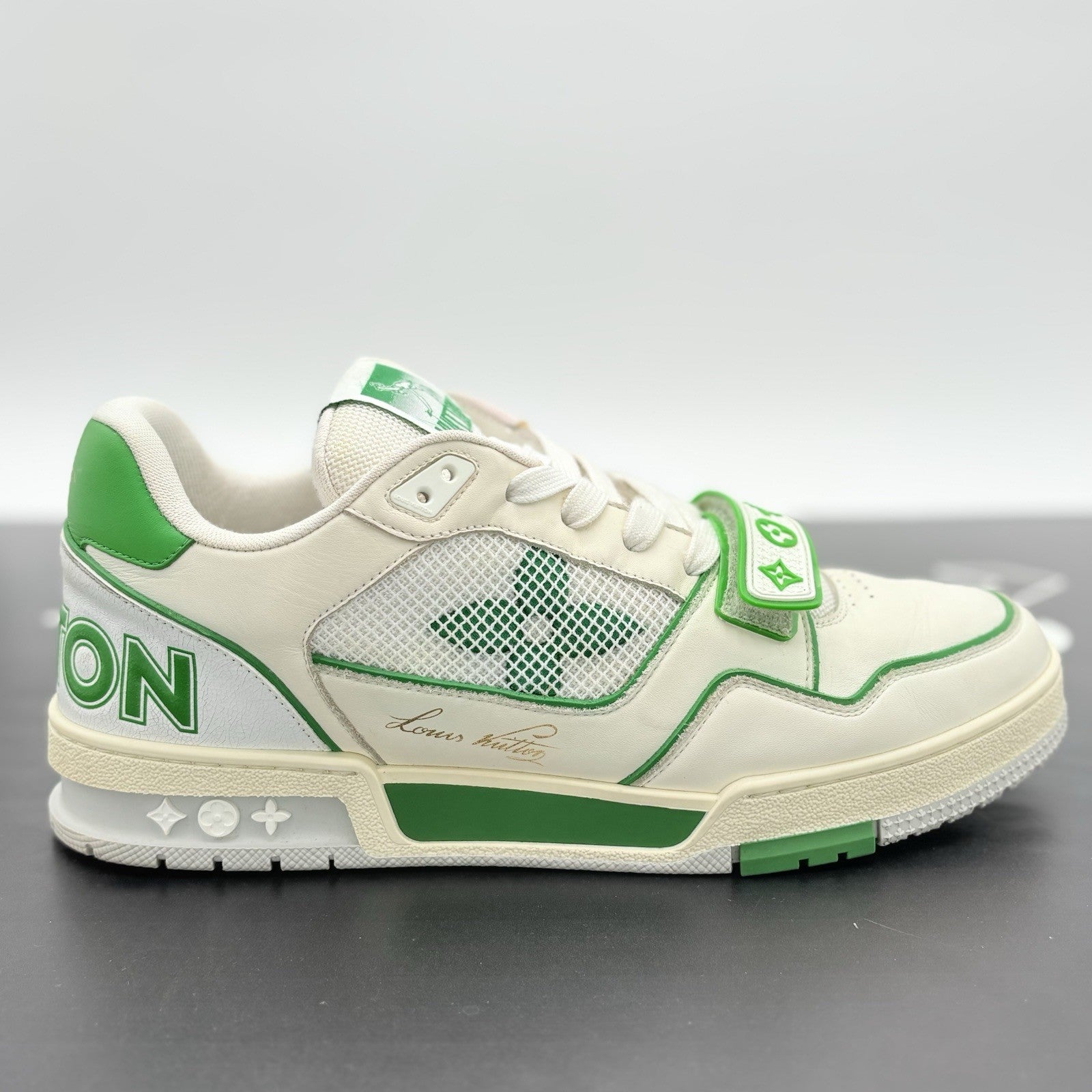 Size 10 LV (11-11.5 US) Louis Vuitton Strap Trainer ' Green ' | SUPER CLEAN!
