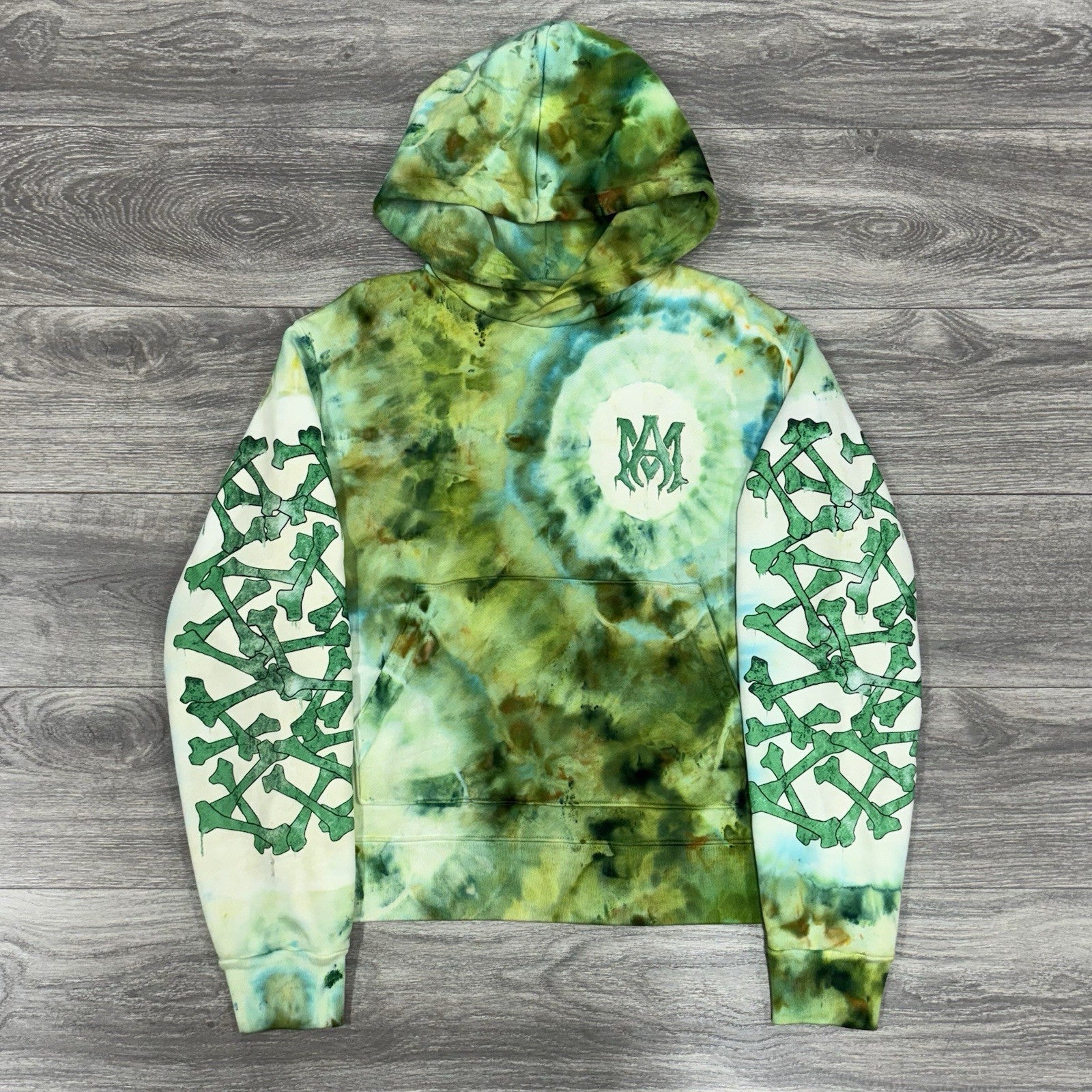 Size M - Amiri Tie Dye Bones Hoodie ' Green ' | GREAT CONDITION!