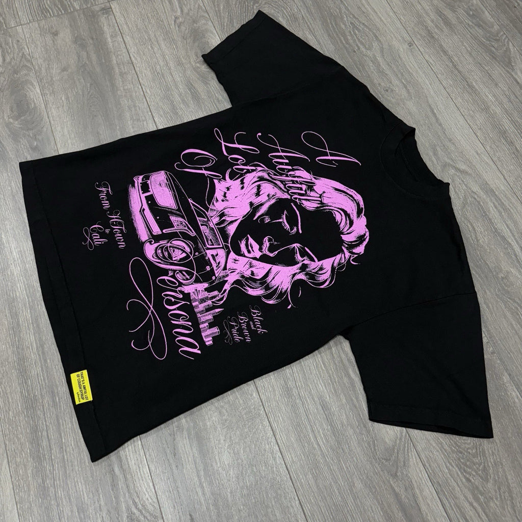 Size M - Thats A Awful Lot Of Cough Syrup X Persona T-Shirt ' Black Pink ' | NEW