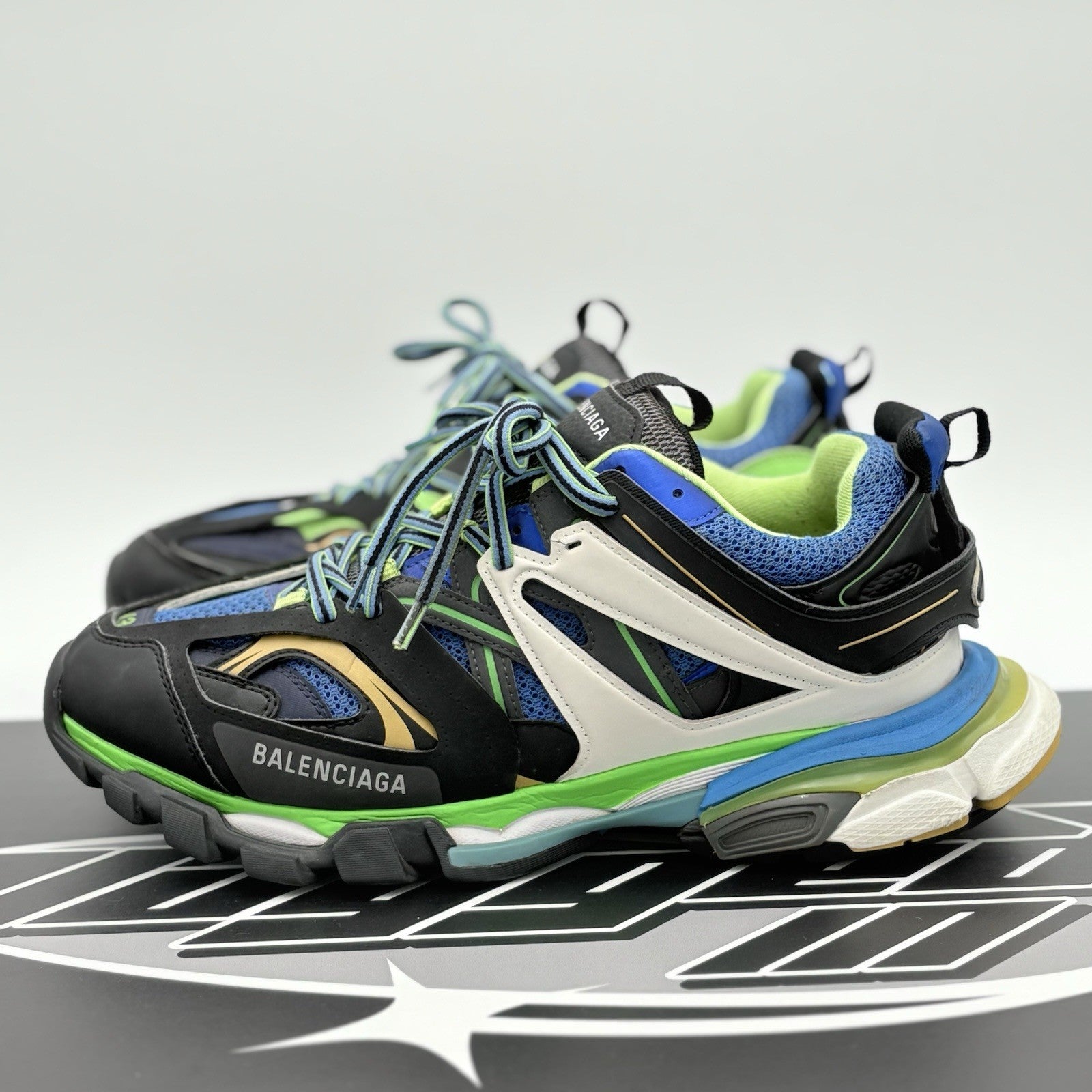 Size 43 (US 10) - Balenciaga Track ' Black Green Blue Gold ' | GOOD CONDITION