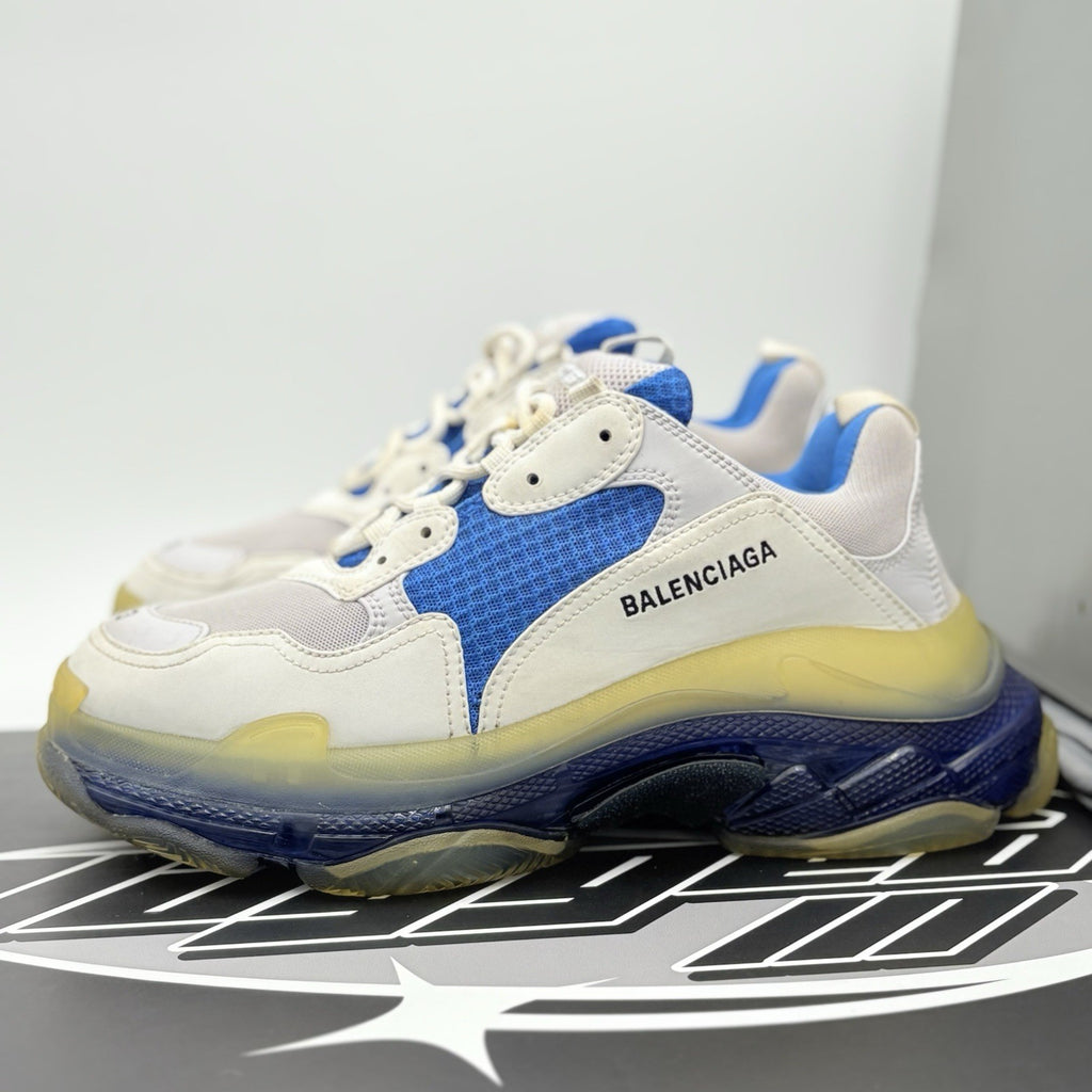 Size 43 (10 US) Balenciaga Triple S Clear Sole ' White Blue ' | GREAT CONDITION!