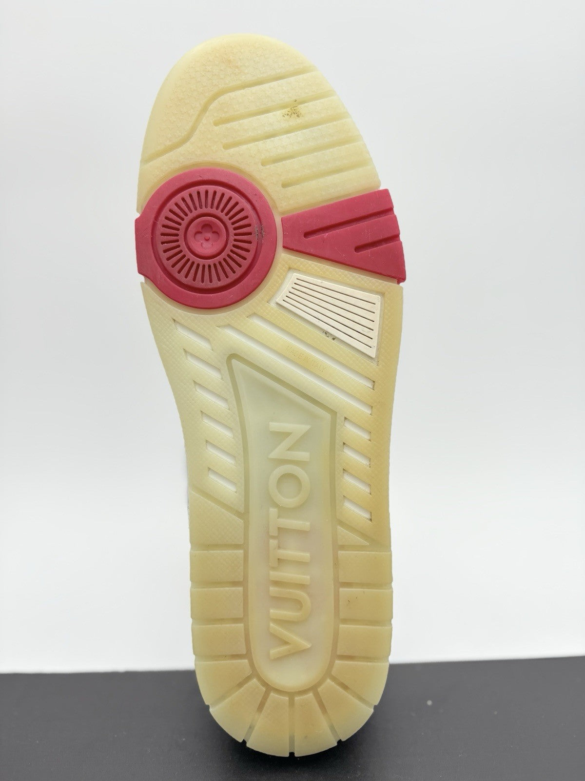 Size 10 LV (US 11-11.5) Louis Vuitton Mid Trainer ' White Red Blue ' | GOOD!