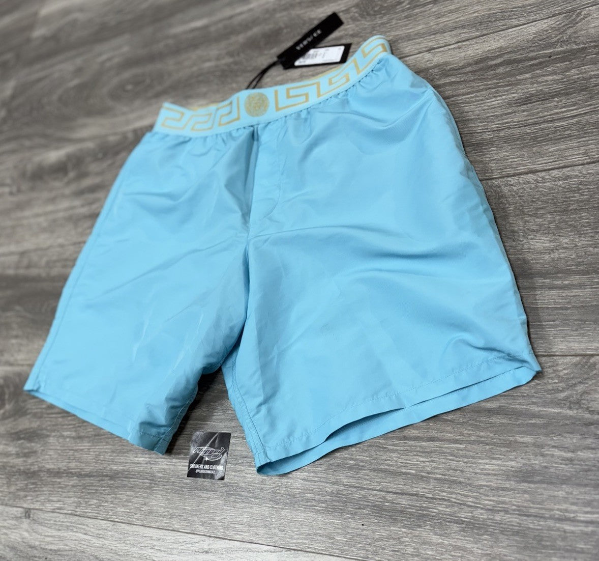 Size 5 - Versace Greca Border Swim Shorts' Blue ' | NEW!