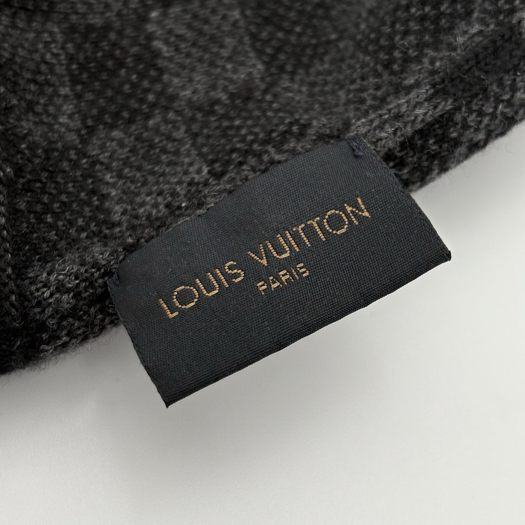 Louis Vuitton Wool Petit Damier Graphite Beanie ' Black Grey '