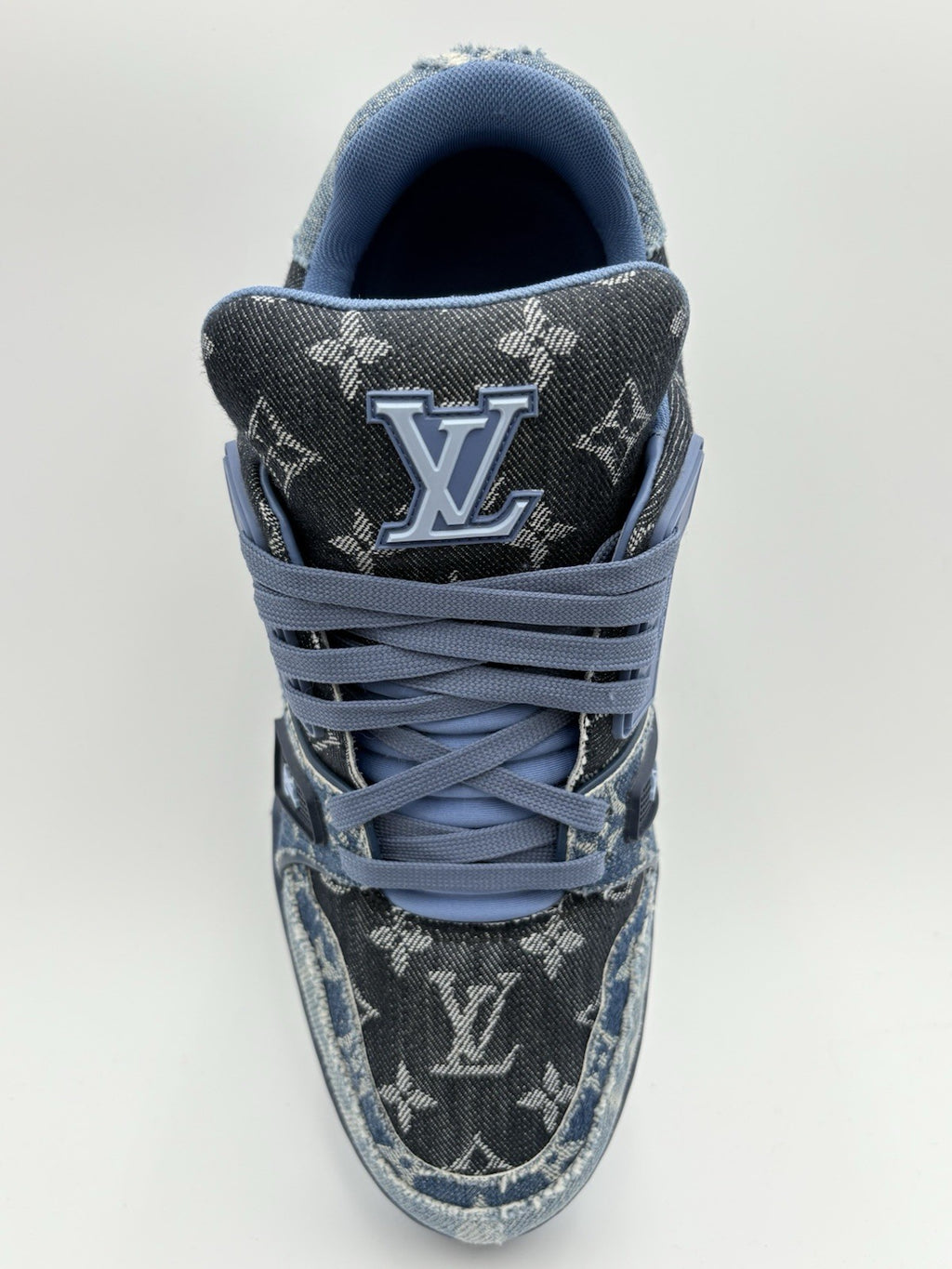 Size 8.5 LV (9.5-10 US) Louis Vuitton Trainer ' Monogram Blue Denim ' | CLEAN!